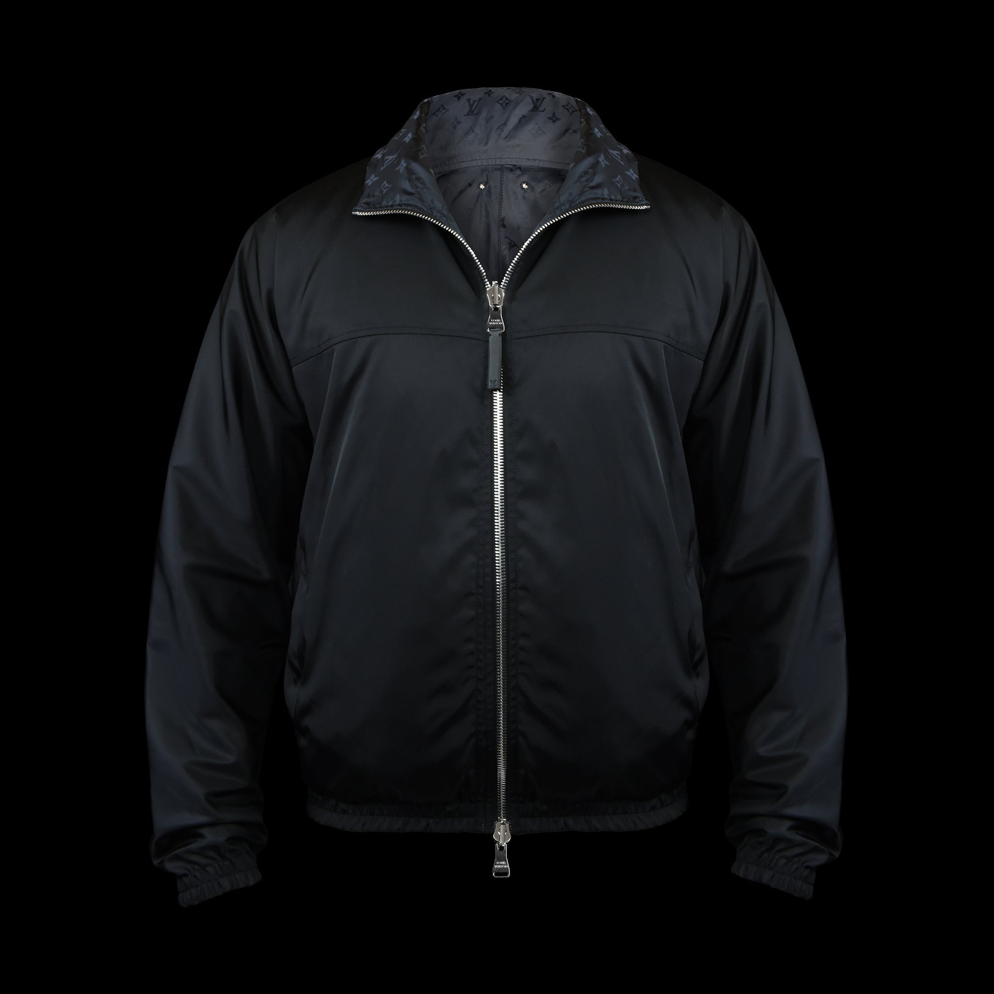 Louis Vuitton-Windbreaker-Pre Order Duration (3-5 Working Days) 2019 Release Colour: Black Navy Material: 100% Polymade LV monogram print Item rolls into a small bag-fabriqe.com