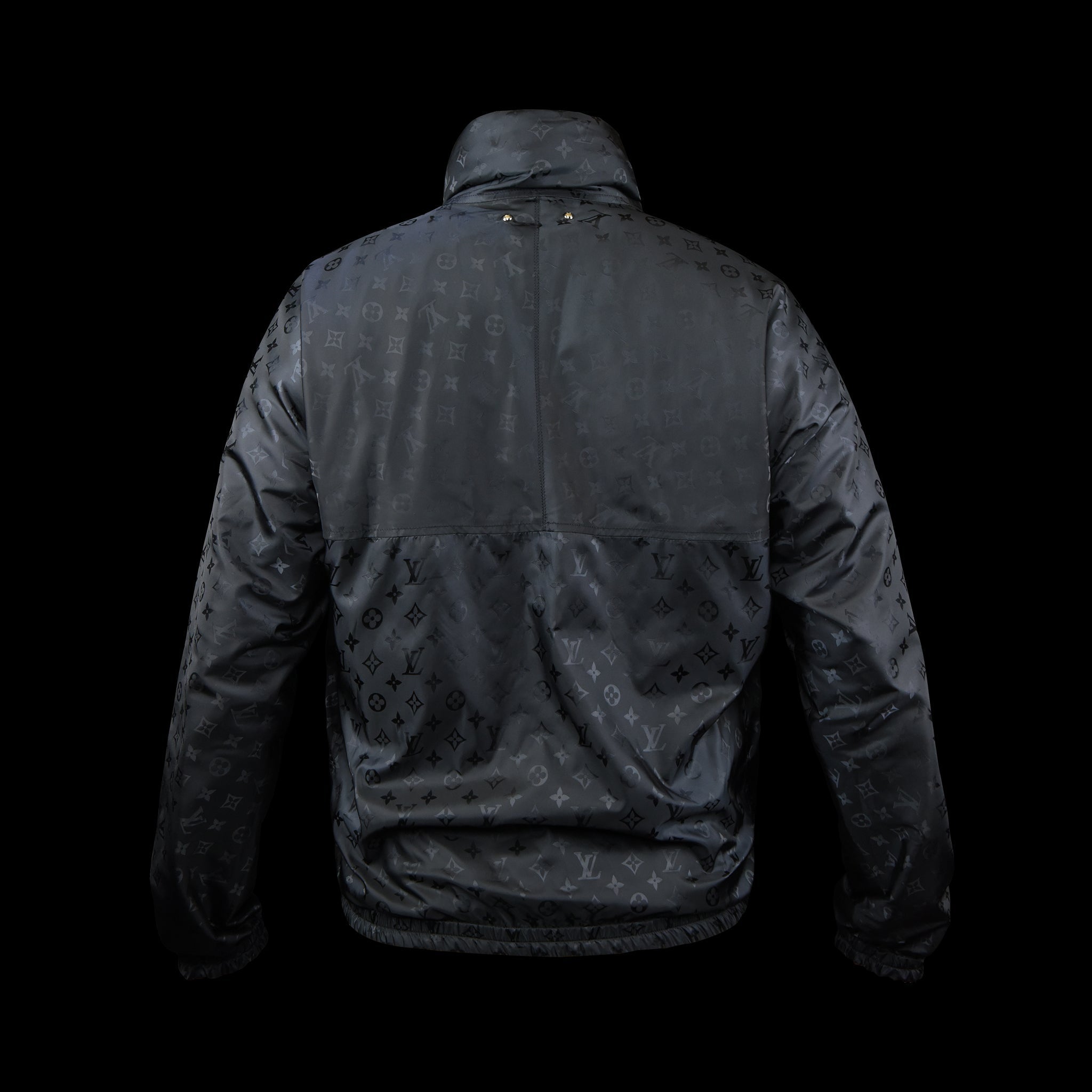 Louis Vuitton-Windbreaker-Pre Order Duration (3-5 Working Days) 2019 Release Colour: Black Navy Material: 100% Polymade LV monogram print Item rolls into a small bag-fabriqe.com