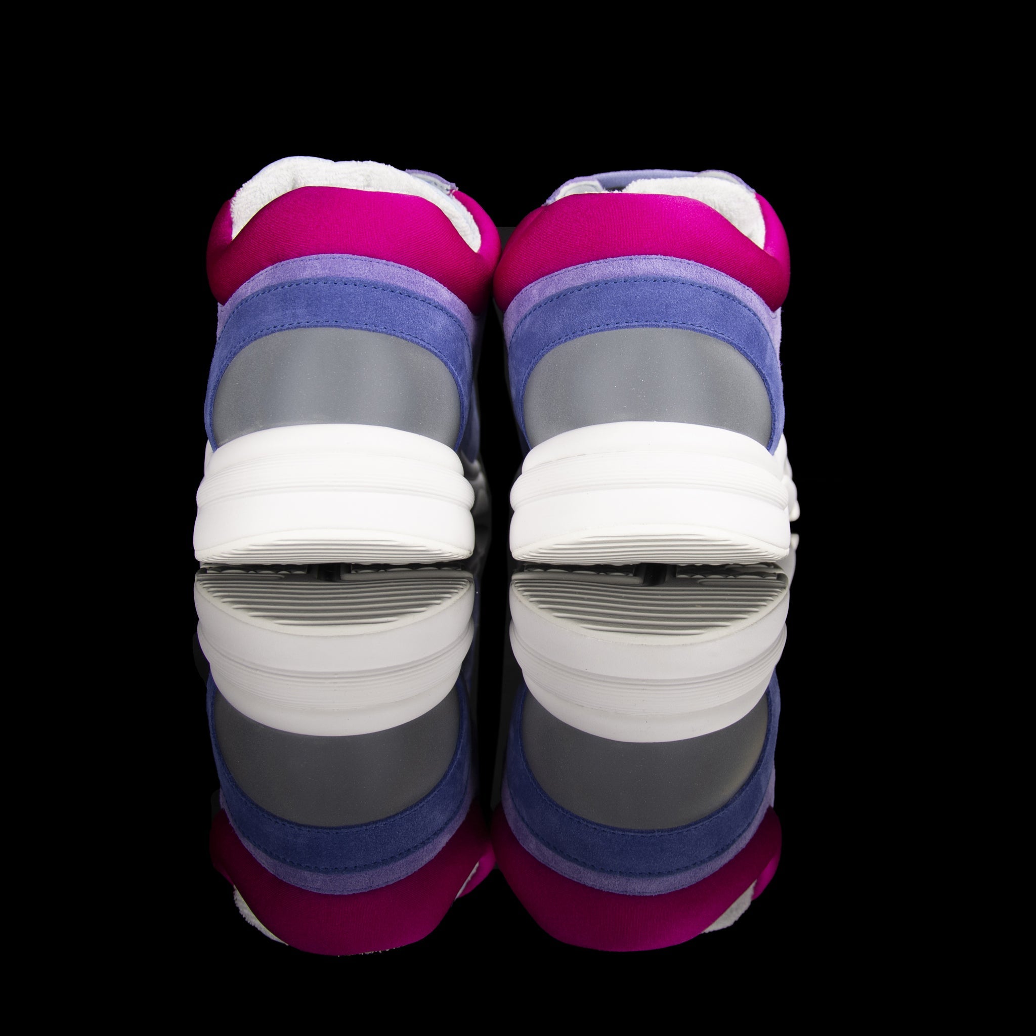 Chanel-CC Sneakers-Pre Order Duration (3-5 Working Days) CC Logo on side Grey Reflective 3m pipping Purple, Blue, Pink Release: 2019 Limited Release Suede Nylon 3m-fabriqe.com