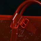 Louis Vuitton-Keepall-19.69 x 11.42 x 9.06 inches ( length x height x width ) L 50 x H 22 x W 29 cm/L 19.7 x H 8.7 x W 11.4 inches Red Transparent embossed Monogram PVC PVC trim Silver-colour and tone-on-tone detailing Top handle for hand or elbow carry L