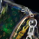 Louis Vuitton-Keepall-L 50 x H 22 x W 29 cm/L 19.7 x H 8.7 x W 11.4 inches Iridescent Prism Transparent embossed Monogram PVC PVC trim White detailing Top handle for hand or elbow carry Leather handle fastener Double zip closure Leather-covered padlock or