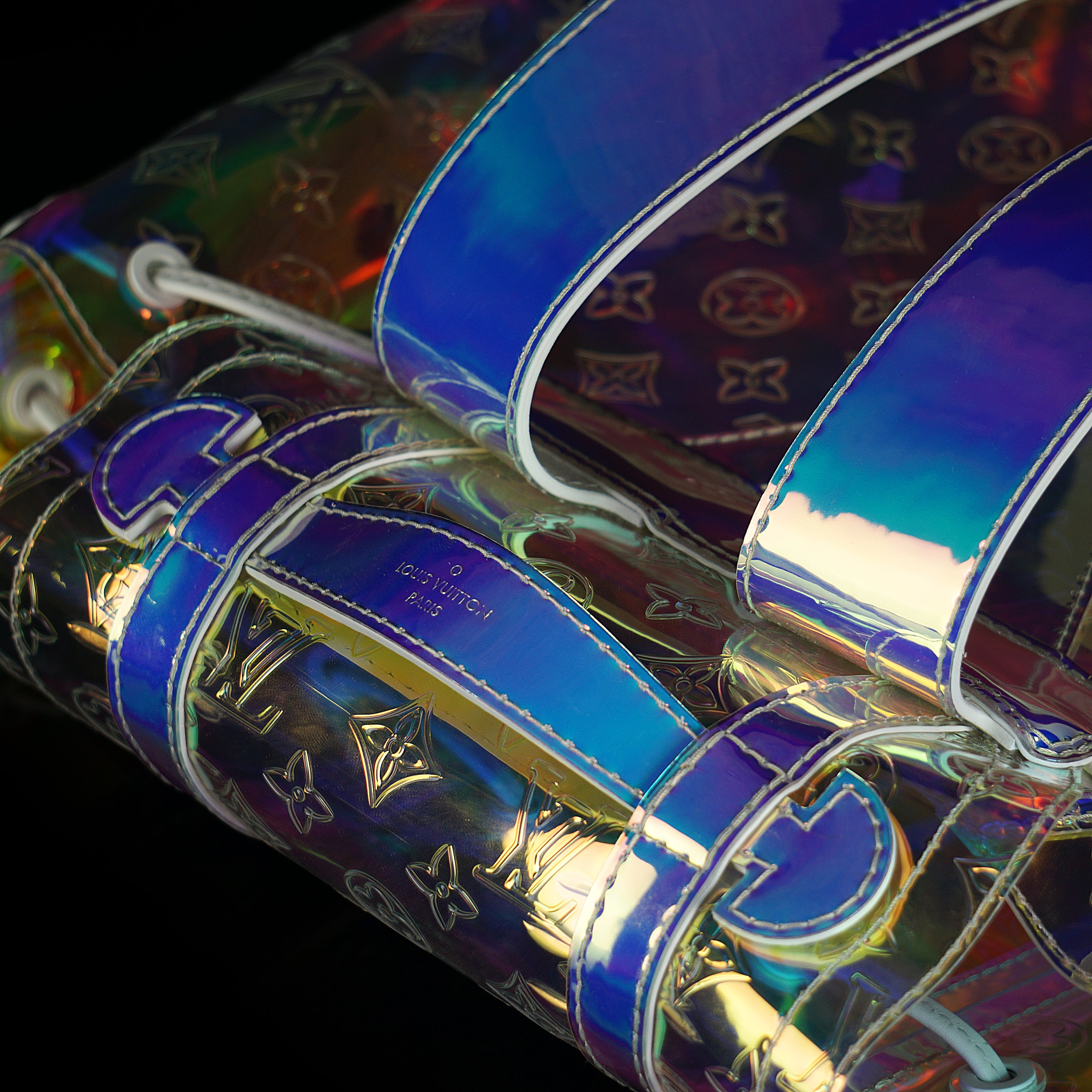 Louis Vuitton-Backpack-Pre Order Duration (3-5 Working Days) 44.0 x 49.0 x 22.0 cm (Length x height x width ) L 17.3 x H 19.2 x W 8.6 inches Highly resistant PVC Highly resistant PVC and calf-leather trim Mat-white hardware Flap opening Press-stud and dra