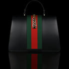Gucci-Sylvie Bag-Black leather Gucci Flag Gold toned hardware Interior zip and smartphone pockets Handle with 12cm drop Detachable shoulder strap with 41cm drop Nylon Web detail with metal chain and buckle closure Made in Italy-fabriqe.com