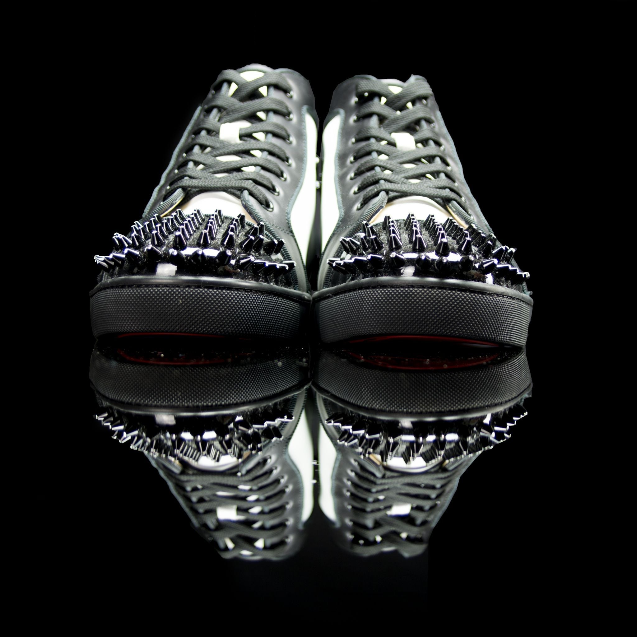 Christian Louboutin-Louis Flat High Spiked Toe-Product Code: 1150410 Colour: White, Black 2014 Release, Discontinued Material: Leather, Patent, Crystal Spikes-fabriqe.com