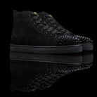 Christian Louboutin-Louis Flat High Spiked Toe-Pre Order Duration (3-5 Working Days) Product: 1140458 Colour: Black/Black Classic Material: Suede, Rubber Sole Mens Christian Louboutin Louis Spikes constructed in Flat Black Suede feature sleek looking spik