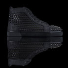 Christian Louboutin-Louis Flat High Spikes-Product Code: 1170699 Colour: Black 2017 Release, Discontinued Material: Canvas, Metal Spikes, Rubber Sole Mens Christian Louboutin Louis Flat Moire Patent Spikes constructed in Black Moire feature sleek looking