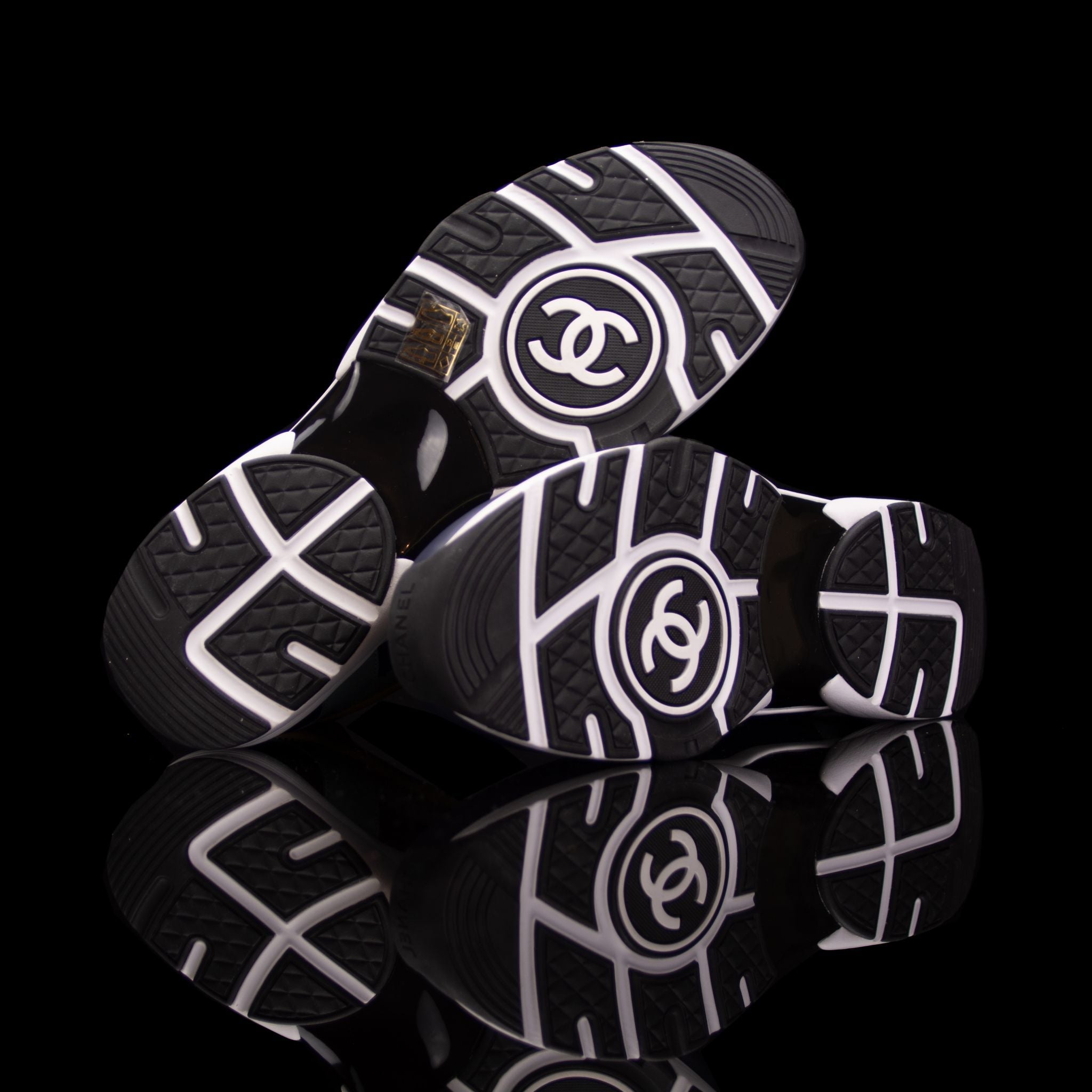 Chanel-CC Sneakers-CC Logo on side Multi Patent, Blue Teal, Yellow Rubber Sole 2018 Release Limited Stock-fabriqe.com