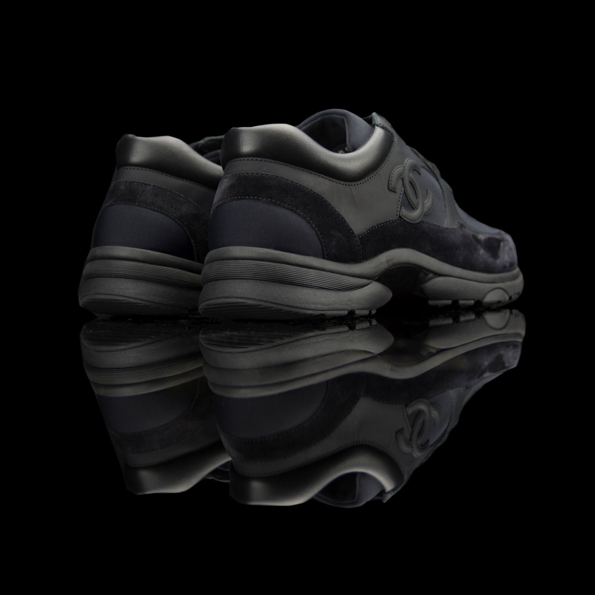 Chanel-CC Sneakers-Pre Order Duration (3-5 Working Days) CC Logo on side Black Rubber Sole 2018 Release Limited Stock Chanel CCs crafted in mixed fabric sports CC branding on the side. Nylon at vamp, leather touch at back and suede line finish grabs the s