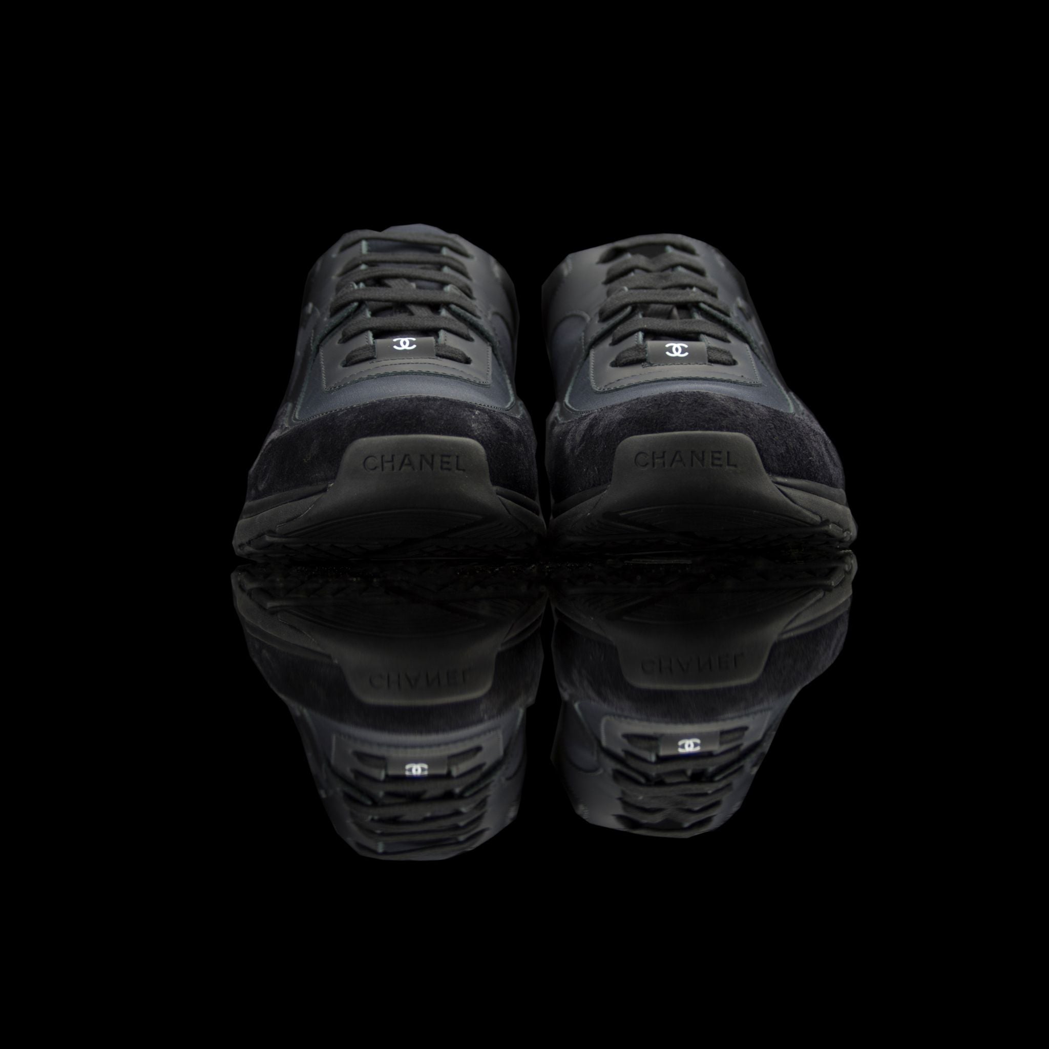 Chanel-CC Sneakers-Pre Order Duration (3-5 Working Days) CC Logo on side Black Rubber Sole 2018 Release Limited Stock Chanel CCs crafted in mixed fabric sports CC branding on the side. Nylon at vamp, leather touch at back and suede line finish grabs the s