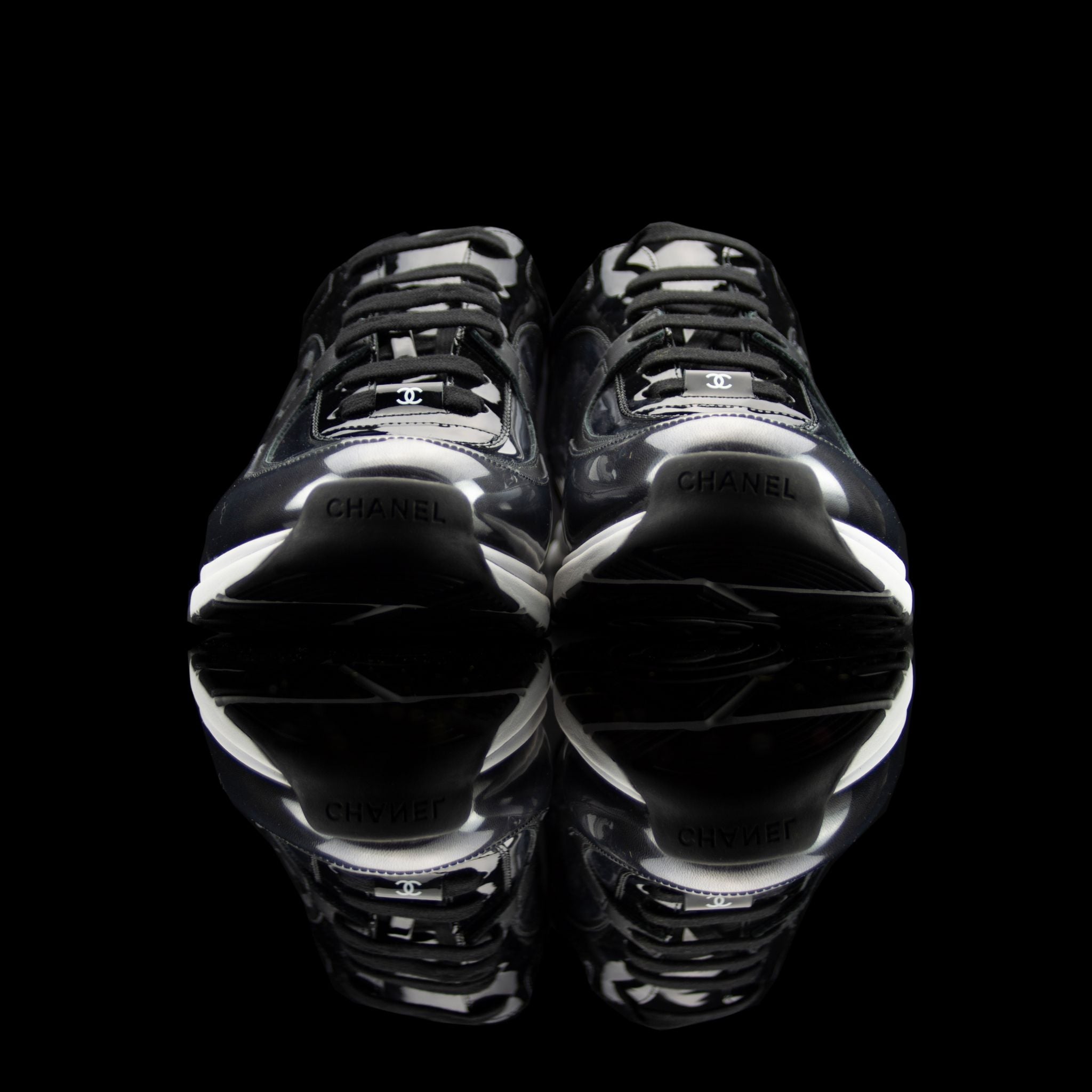 Chanel-CC Sneakers-This item is classed as women’s CC Logo on side Black/Transparent Rubber Sole 2018 Release Limited Stock-fabriqe.com