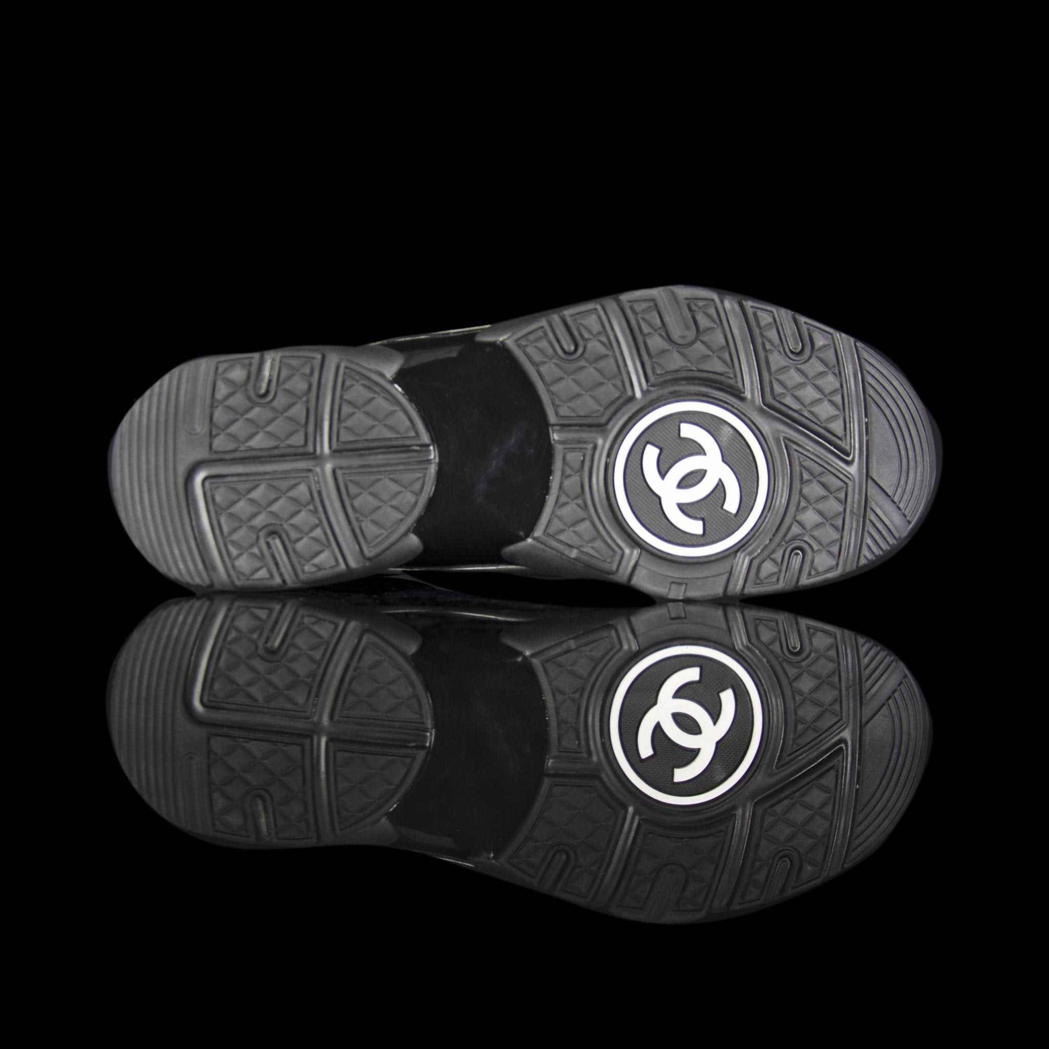 Chanel-CC Sneakers-Pre Order Duration (3-5 Working Days) This item is classed as Women’s CC Logo on side Black, Navy, Silver, Grey Release: 2018 Limited Release Lambskin & Velour-fabriqe.com