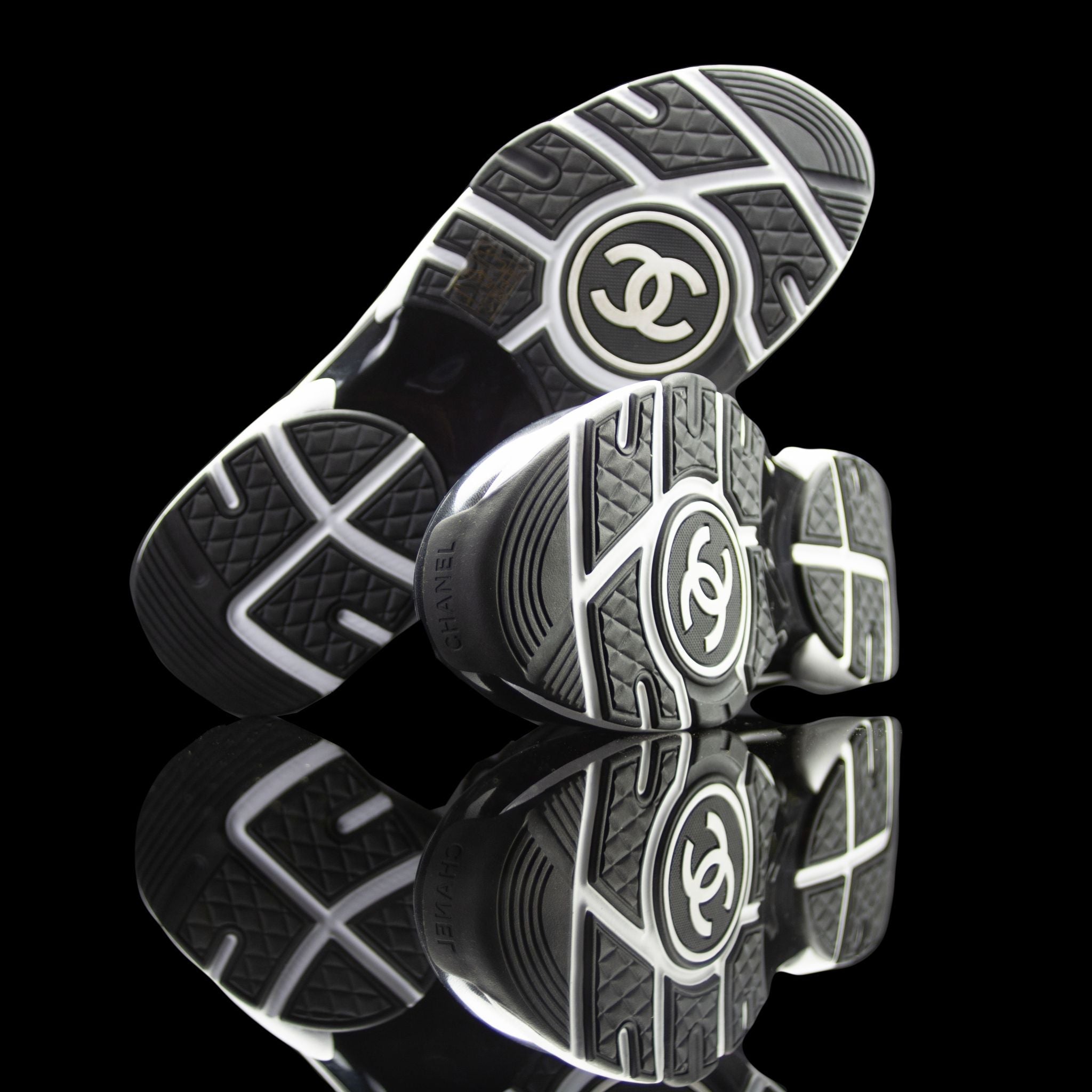 Chanel-CC Sneakers-This item is classed as women’s CC Logo on side Black/Transparent Rubber Sole 2018 Release Limited Stock-fabriqe.com