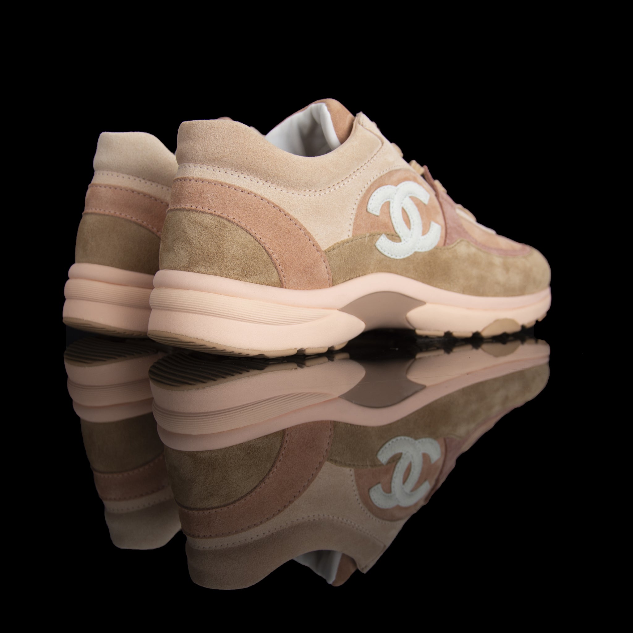 Chanel-CC Sneakers-Pre Order Duration (3-5 Working Days) This item is classed as Women’s CC Logo on side Beige, Pink, Release: 2019 Limited Release Lambskin Suede-fabriqe.com
