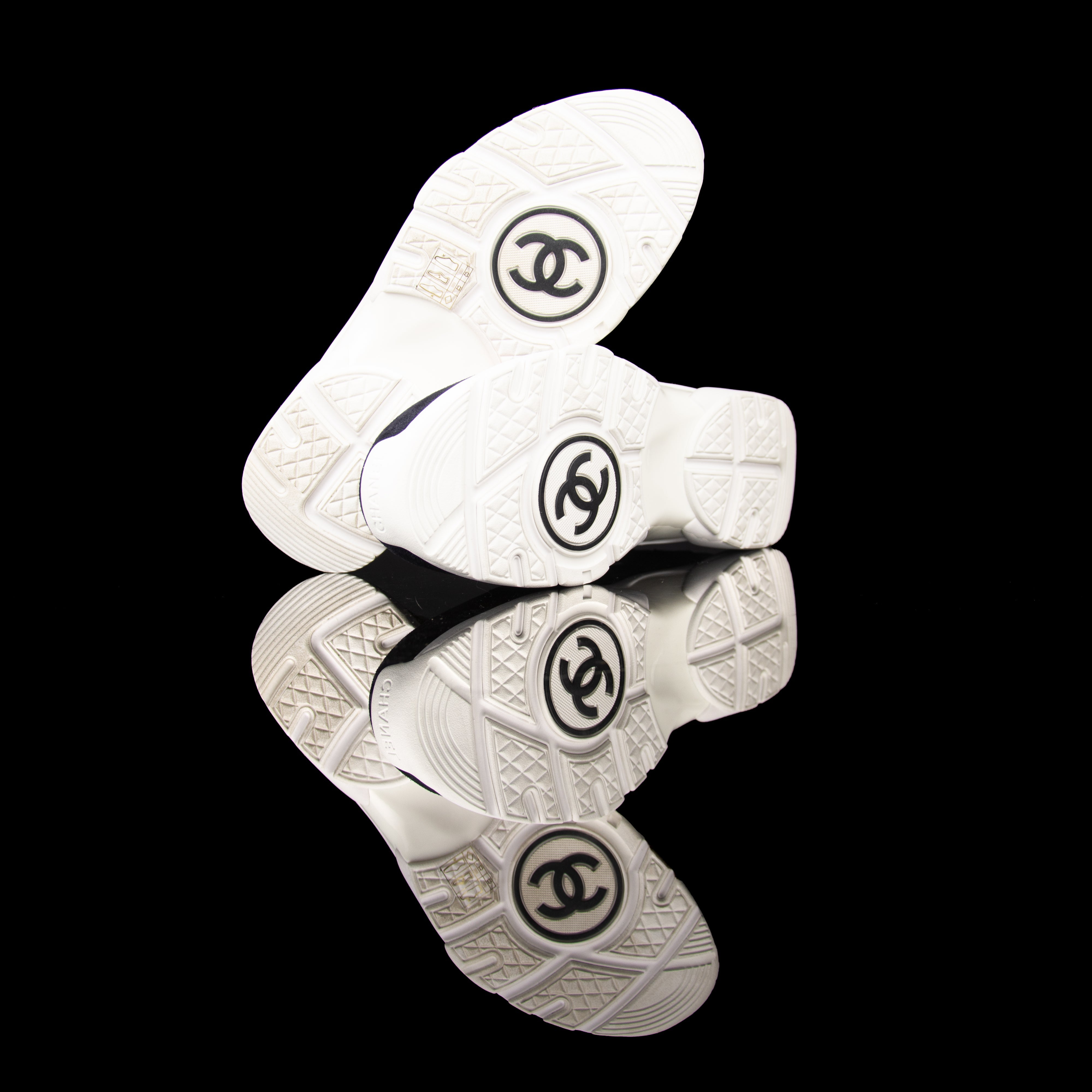 Chanel-CC Sneakers-Pre Order Duration (3-5 Working Days) CC Logo on side Silver Reflective 3m piping and back White Blue Orange Release: 2019 Limited Release Suede Nylon 3m-fabriqe.com