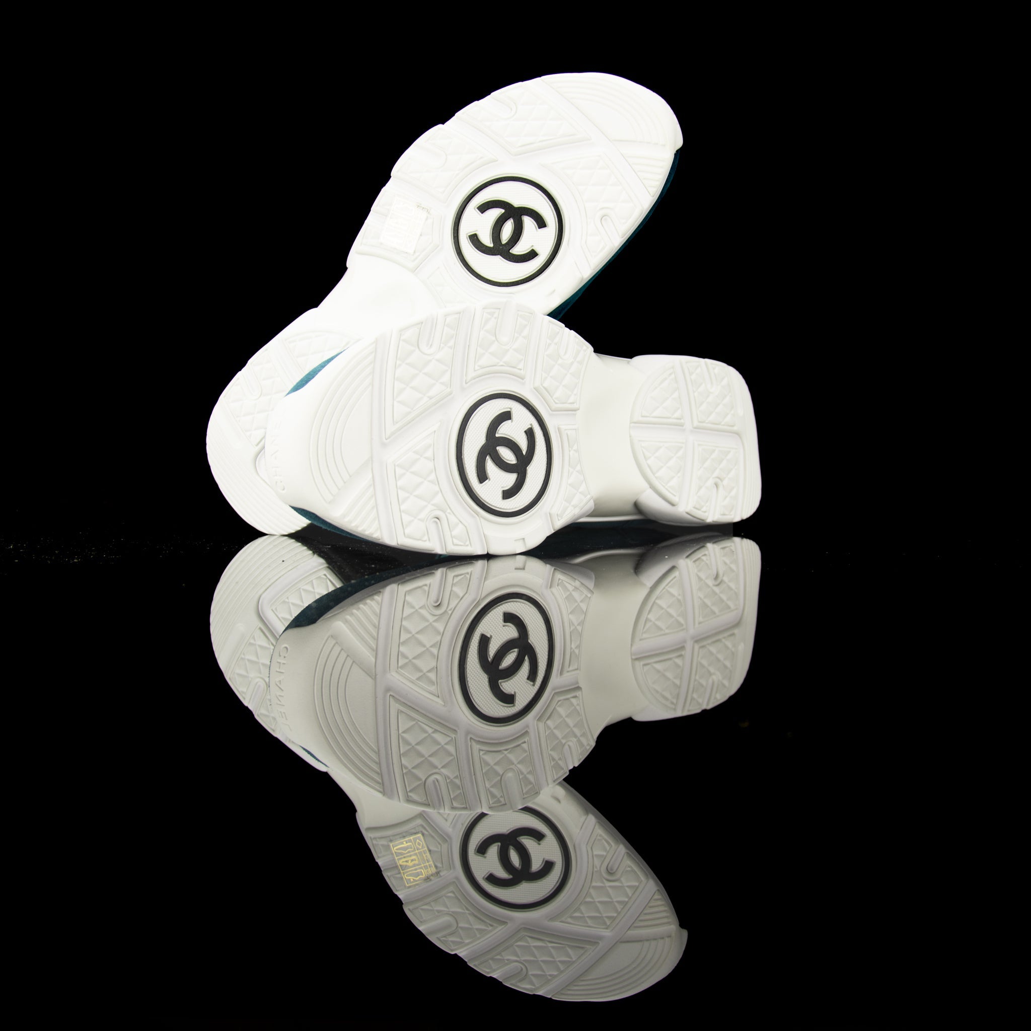 Chanel-CC Sneakers-Pre Order Duration (3-5 Working Days) CC Logo on side Grey Reflective 3m pipping and back Grey Green Release: 2019 Limited Release Suede Nylon 3m-fabriqe.com