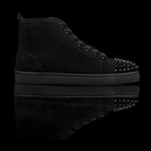 Christian Louboutin-Louis Flat High Spiked Toe-Pre Order Duration (3-5 Working Days) Product: 1140458 Colour: Black/Black Classic Material: Suede, Rubber Sole Mens Christian Louboutin Louis Spikes constructed in Flat Black Suede feature sleek looking spik