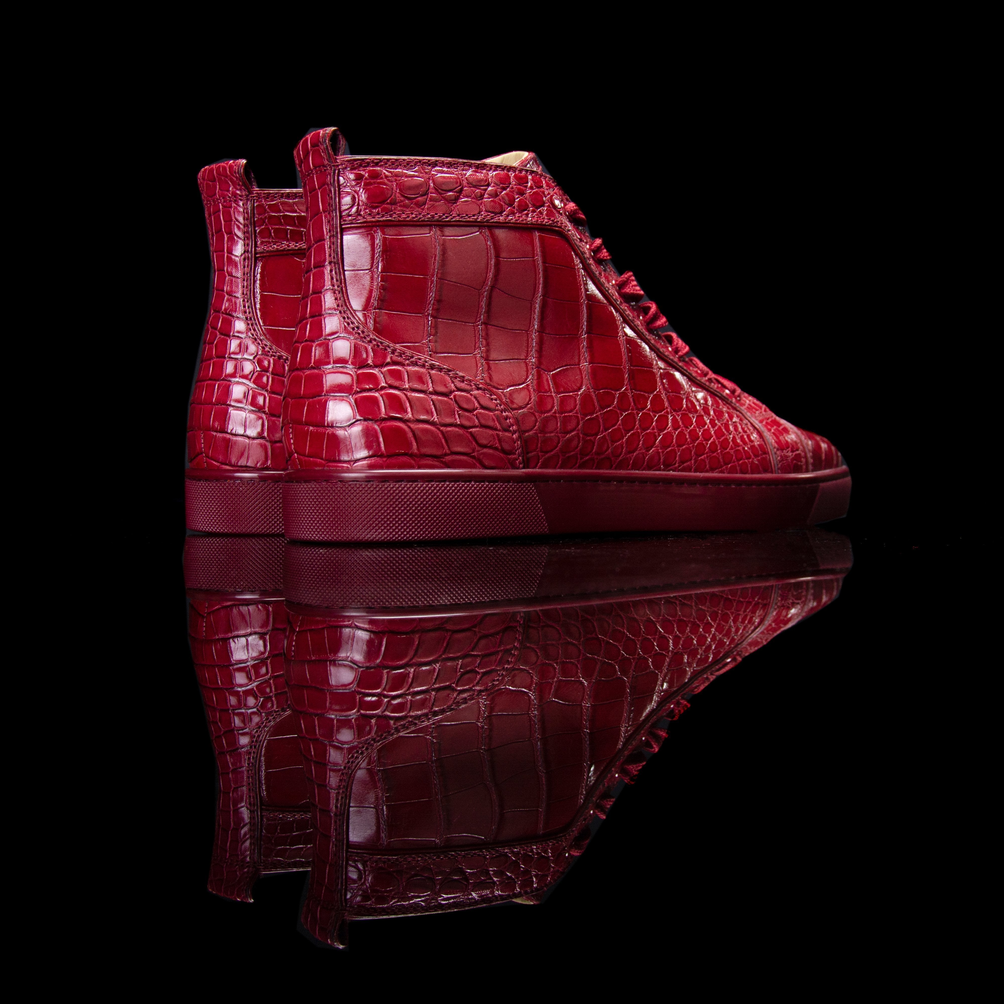Christian Louboutin-Louis Flat High-Colour: Dark Red Release Date: 2018 Exclusive, Limited Release Material: Alligator Leather, Rubber Sole-fabriqe.com