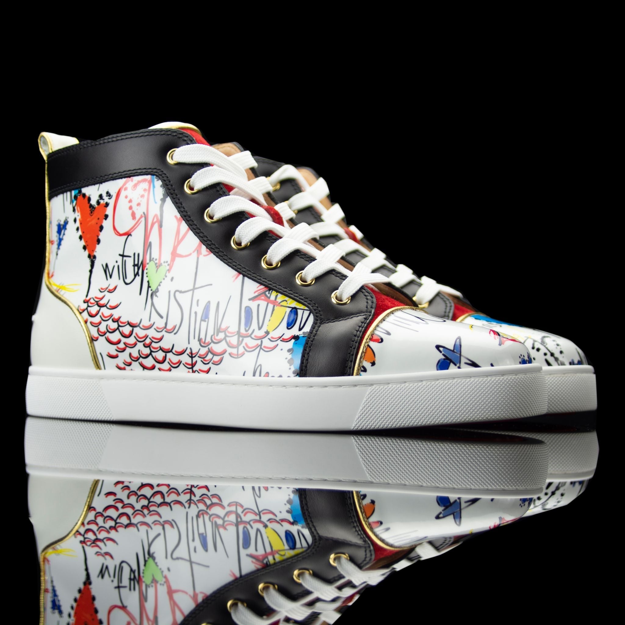 Christian Louboutin-Louis Flat High-Product Code: 1180212 Colour: White/Multi Release Date: 2017 Material: Patent Leather, Suede, Rubber Sole-fabriqe.com