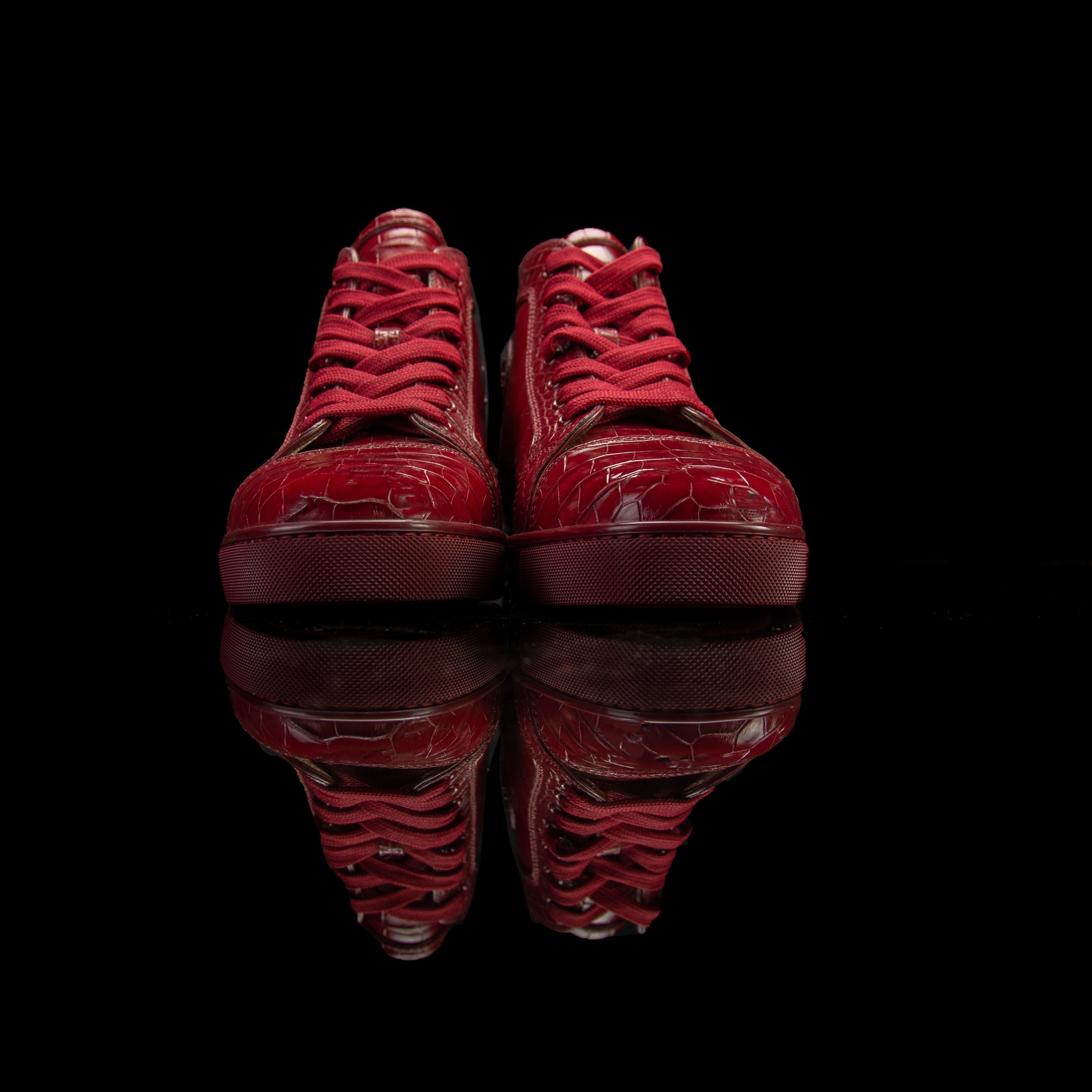 Christian Louboutin-Louis Flat High-Colour: Dark Red Release Date: 2018 Exclusive, Limited Release Material: Alligator Leather, Rubber Sole-fabriqe.com