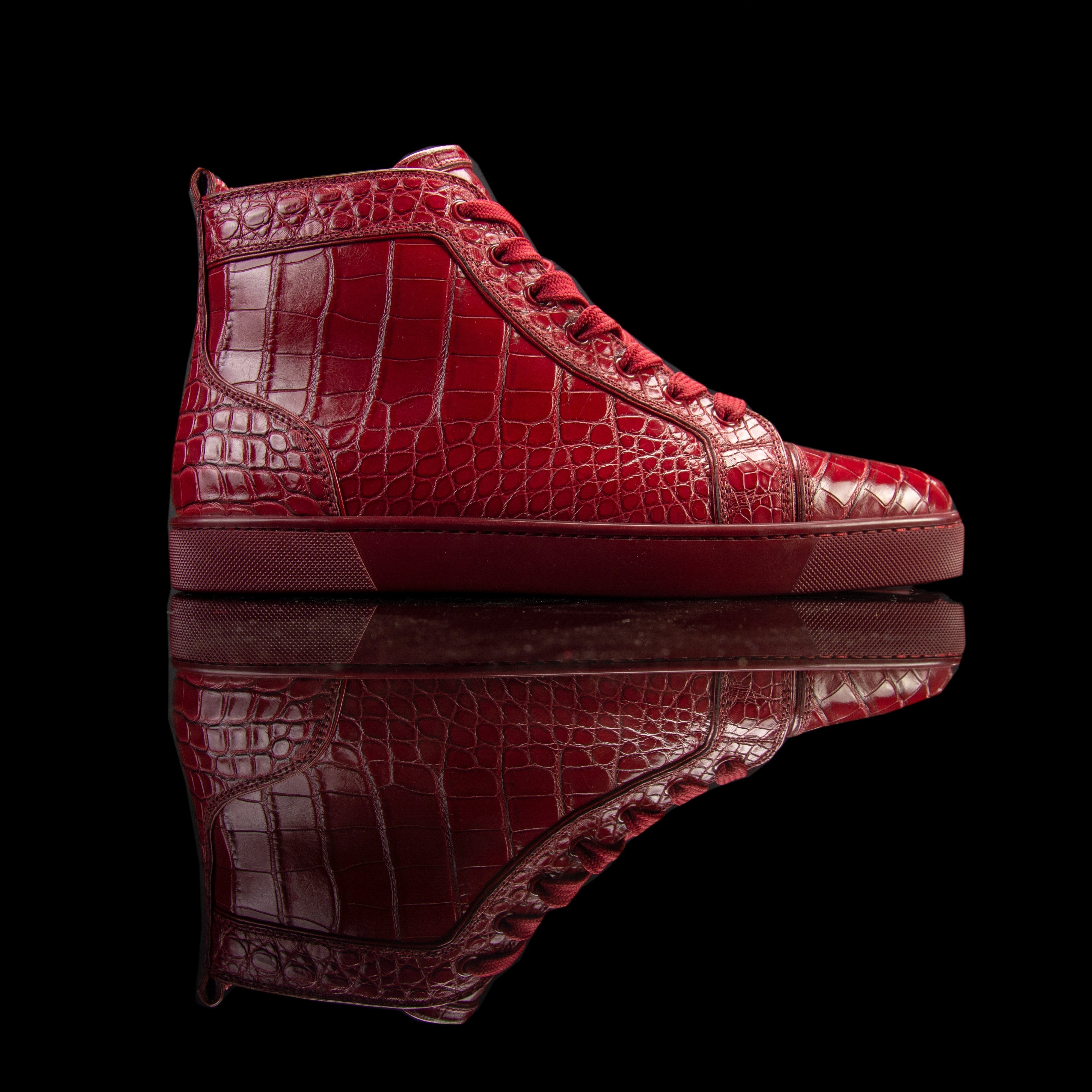 Christian Louboutin-Louis Flat High-Colour: Dark Red Release Date: 2018 Exclusive, Limited Release Material: Alligator Leather, Rubber Sole-fabriqe.com
