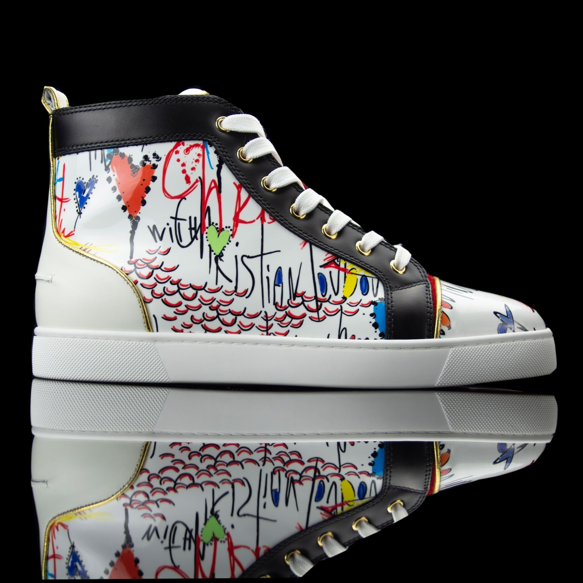 Christian Louboutin-Louis Flat High-Product Code: 1180212 Colour: White/Multi Release Date: 2017 Material: Patent Leather, Suede, Rubber Sole-fabriqe.com