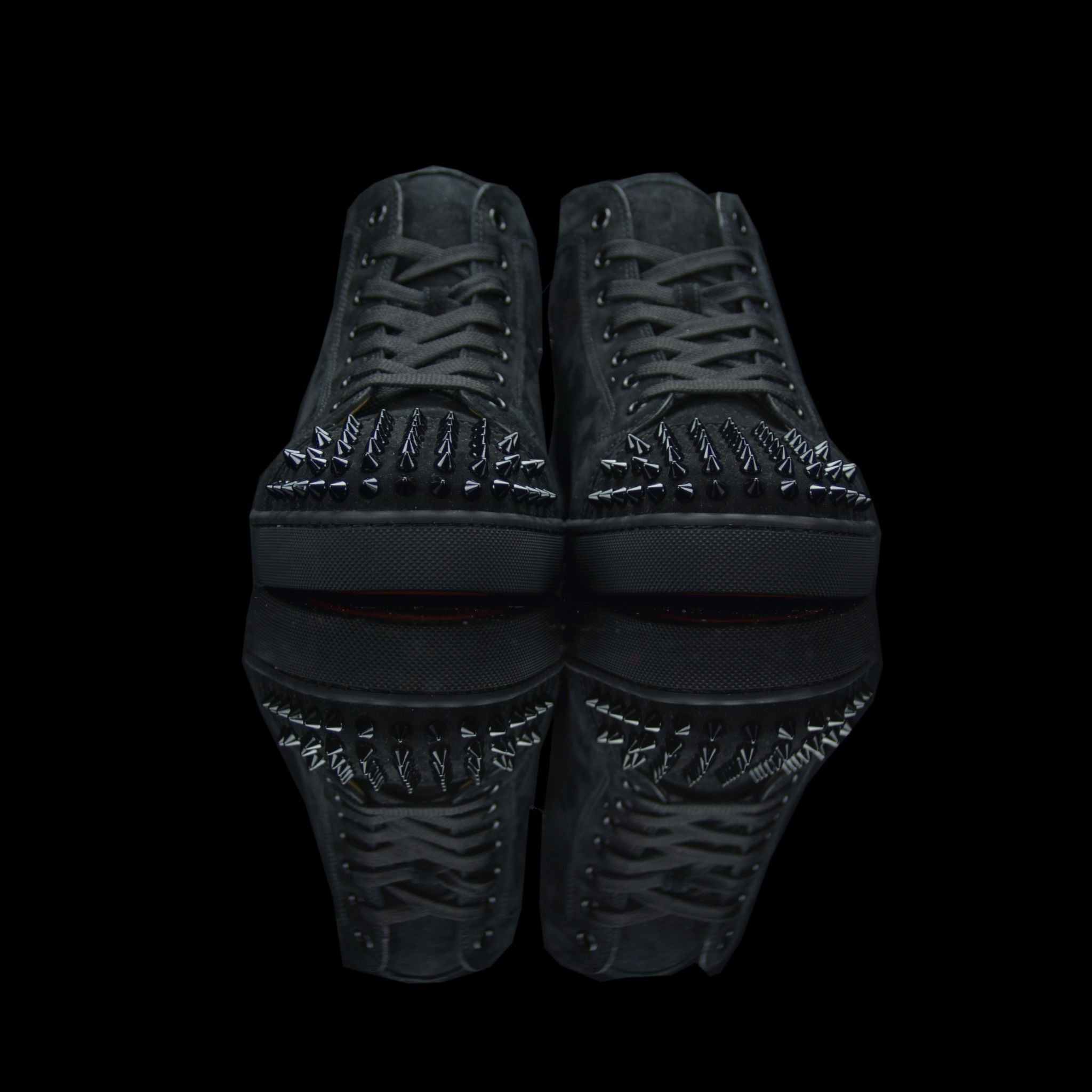 Christian Louboutin-Louis Flat High Spiked Toe-Product Code: 3101212 Colour: Black 2015 Release Material: Suede Velours, Metal Spikes-fabriqe.com