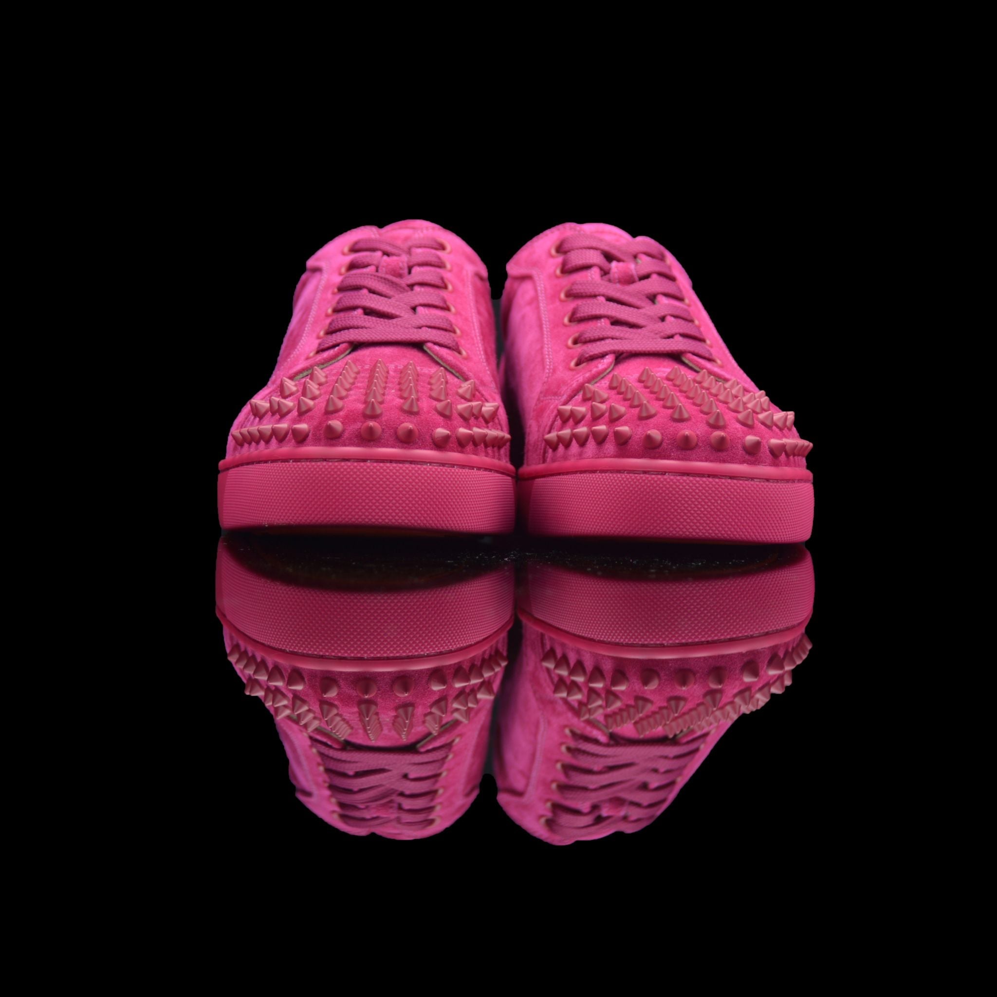 Christian Louboutin-Louis Junior Low Spikes-Product Code: 1130575 Colour: Fusain - Rosa-Pink 2015 Release Limited Stock Material: Suede Velours, Metal Spikes-fabriqe.com