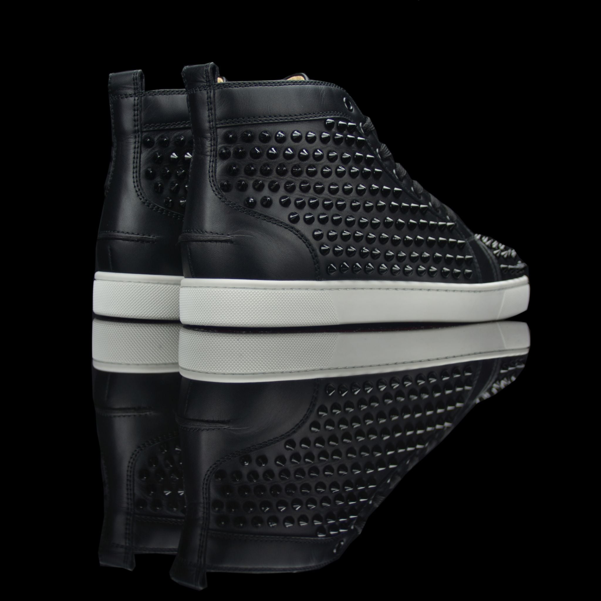 Christian Louboutin-Louis Spikes Calf Black White-fabriqe.com