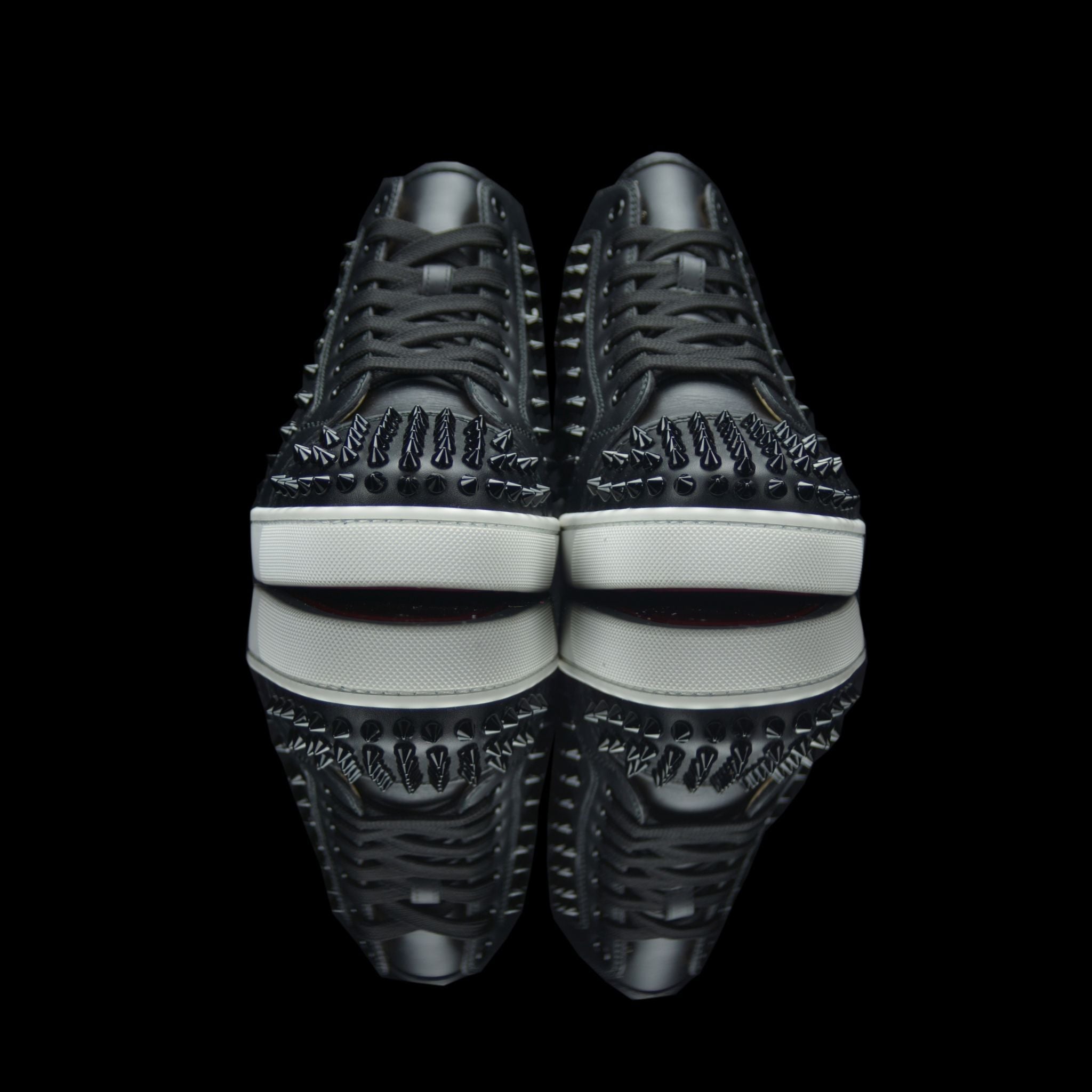 Christian Louboutin-Louis Spikes Calf Black White-fabriqe.com