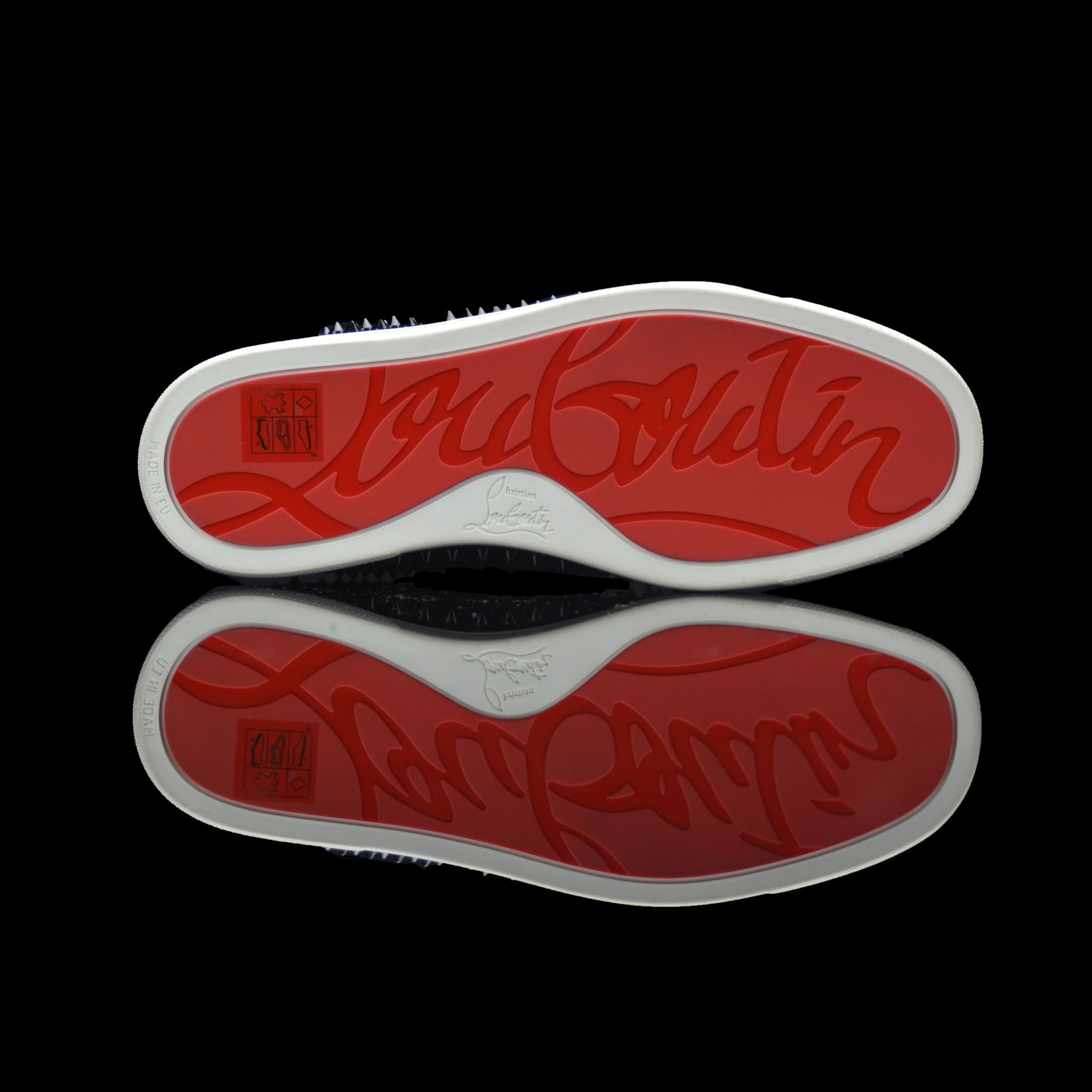 Christian Louboutin-Louis Flat-Product Code: 1101083 Colour: Black White 2015 Release Material: Suede Velours, Metal Spikes-fabriqe.com