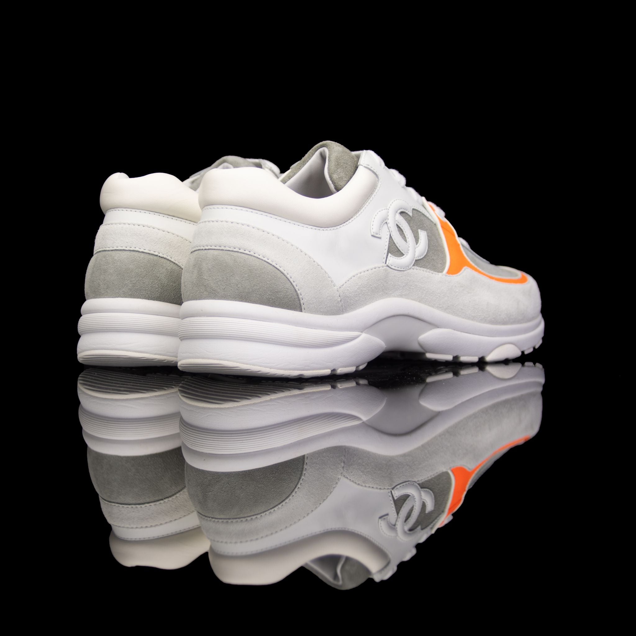 Chanel-CC Sneakers-Pre Order Duration (3-5 Working Days) CC Logo on side Cream, White,Grey, Orange Suede, Rubber Sole 2018 Release Limited Stock Chanel CCs crafted in leather and suede fabric sports CC branding on the side. Composed on rubber sole that ca