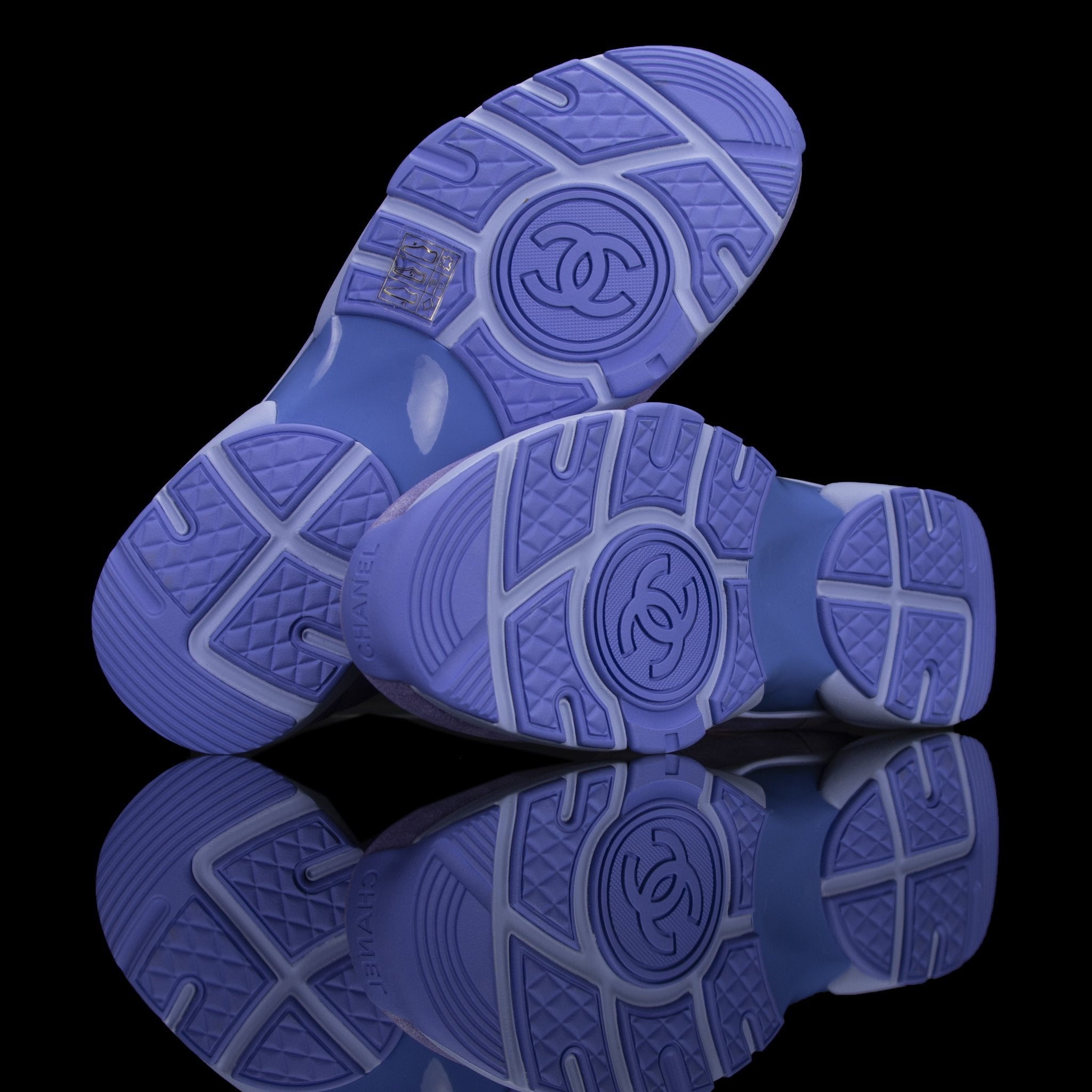 Chanel-CC Sneakers-Pre Order Duration (3-5 Working Days) CC Logo on side Purple Suede, Rubber Sole 2019 Release Limited Stock Chanel CCs crafted in a suede material with sports CC branding on the side. Composed on rubber sole that carries Chanel typograph