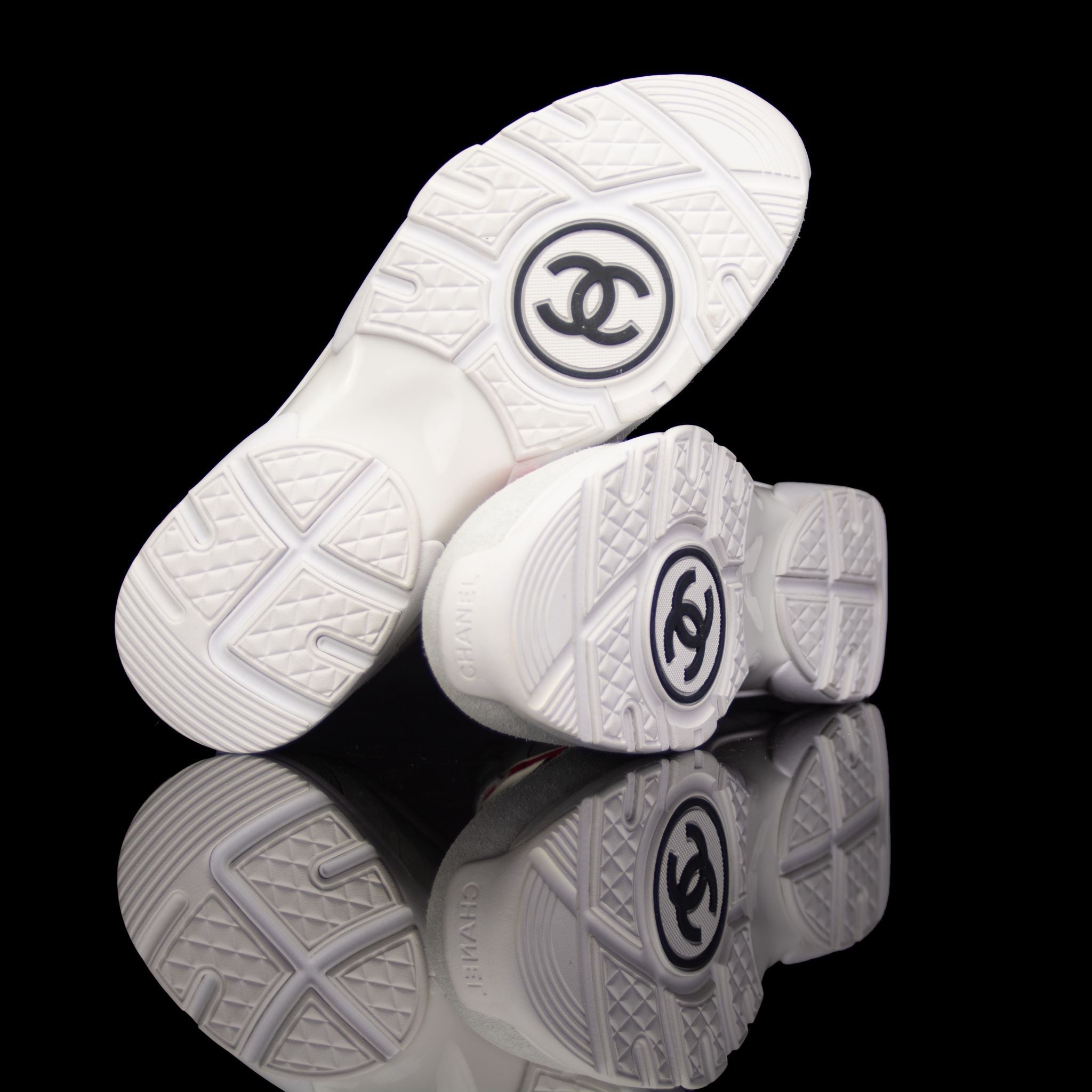 Chanel-CC Sneakers-Pre Order Duration (3-5 Working Days) CC Logo on side Cream, White,Grey, Red Suede, Rubber Sole 2018 Release Limited Stock Chanel CCs crafted in mixed fabric sports CC branding on the side. Composed in leather with the suede line finish