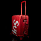 Rimowa-Suitcase-Colour: Red Exclusive-Limited Stock Aluminium/Aluminum, Plastic Handle Supreme X Rimowa Topas brings you the multiwheel suitcase. Designed exclusively for Supreme in aluminium bodies by Rimowa. This suitcase feature TSA combination locks a