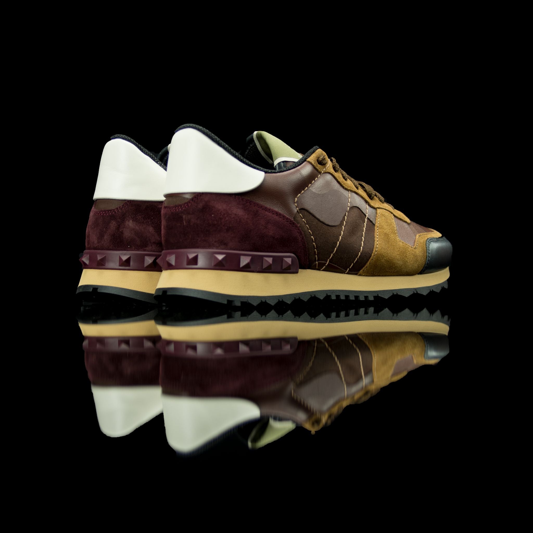 Valentino-Rockstud Sneakers-Product Code: MY2S0723 Colour: Brown Camo 2017 Release Material: Leather, Suede-fabriqe.com