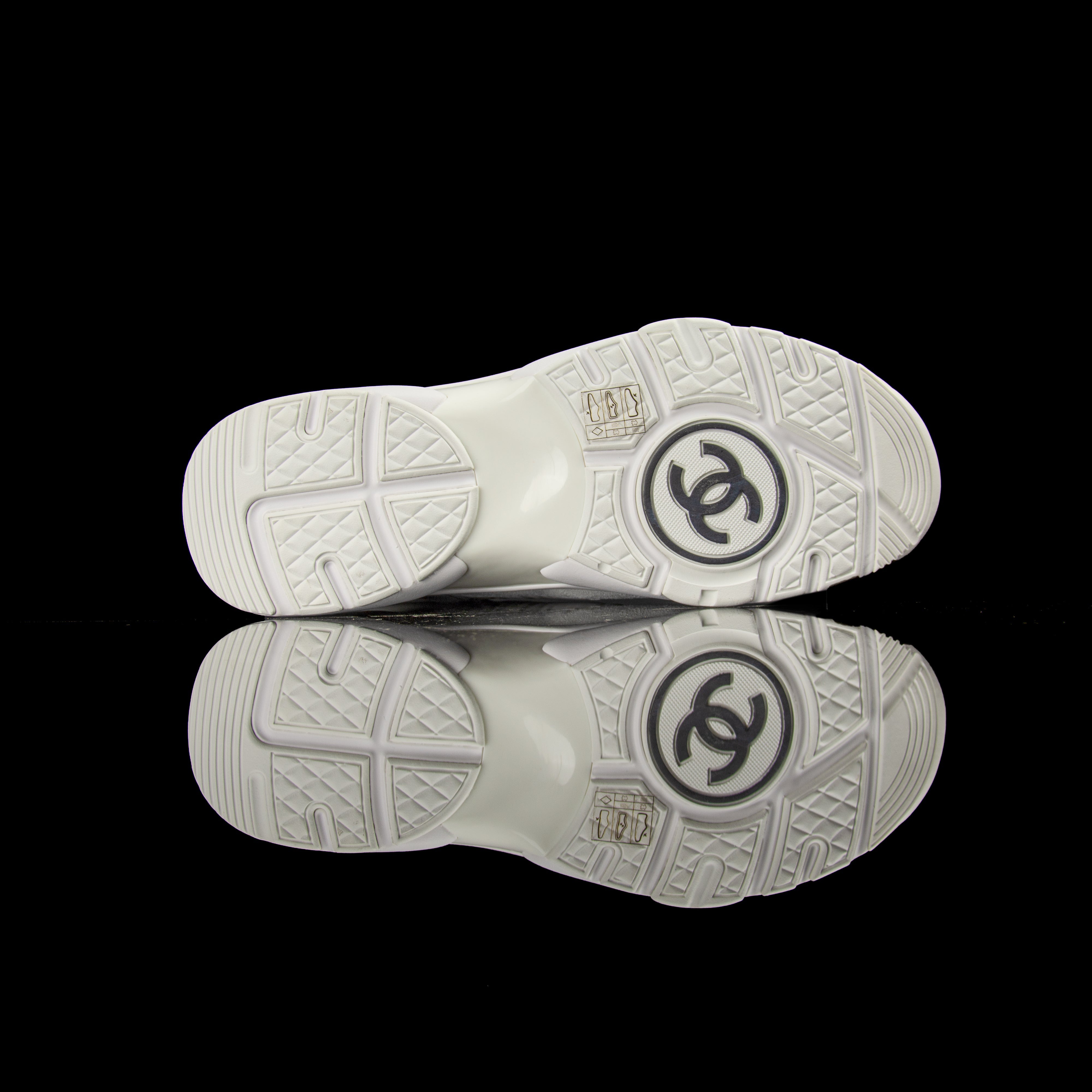 Chanel-CC Sneakers-Pre Order Duration (3-5 Working Days) CC Logo on side White Reflective 3m pipping and Back White Release: 2019 Limited Release Suede Nylon 3m-fabriqe.com
