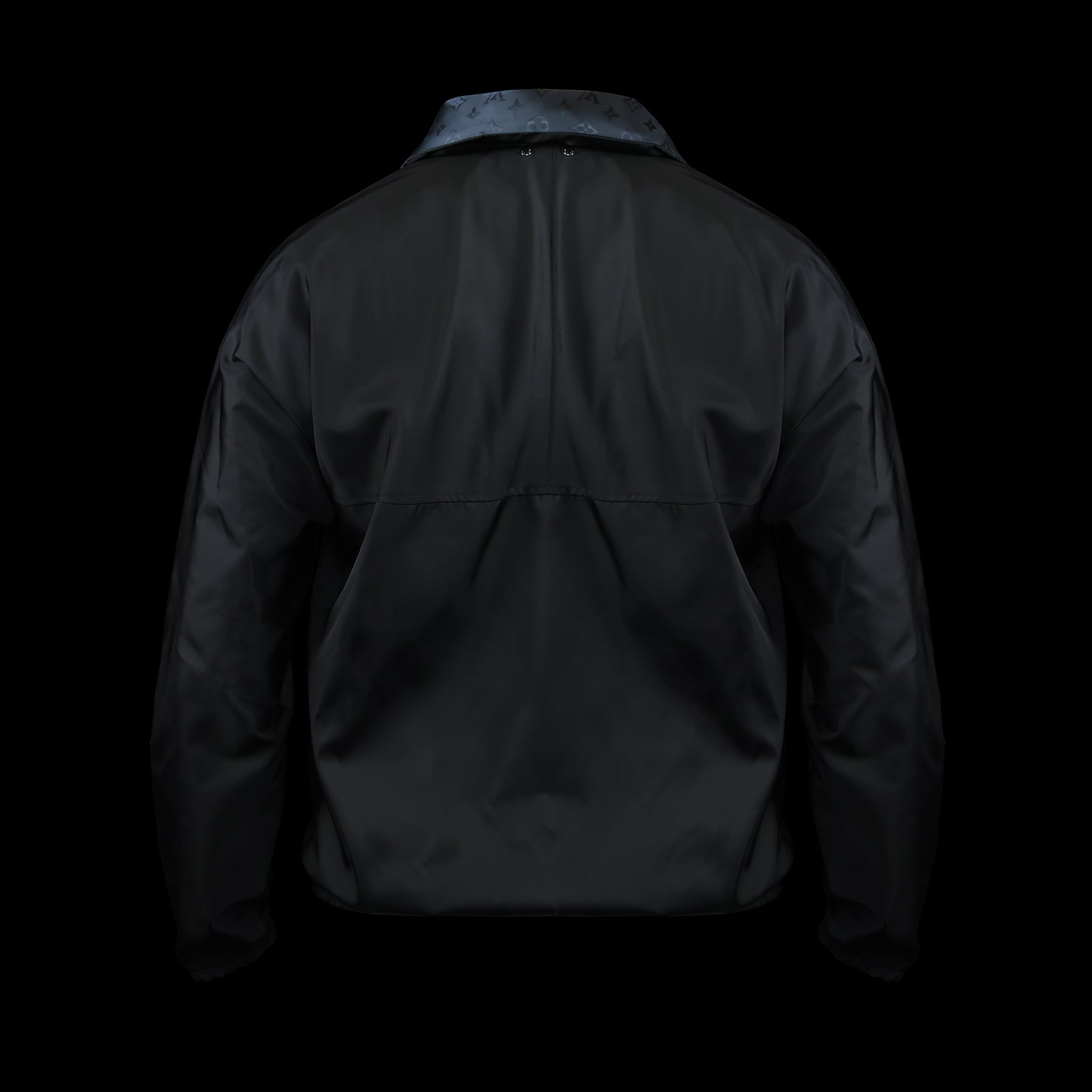 Louis Vuitton-Windbreaker-Pre Order Duration (3-5 Working Days) 2019 Release Colour: Black Navy Material: 100% Polymade LV monogram print Item rolls into a small bag-fabriqe.com