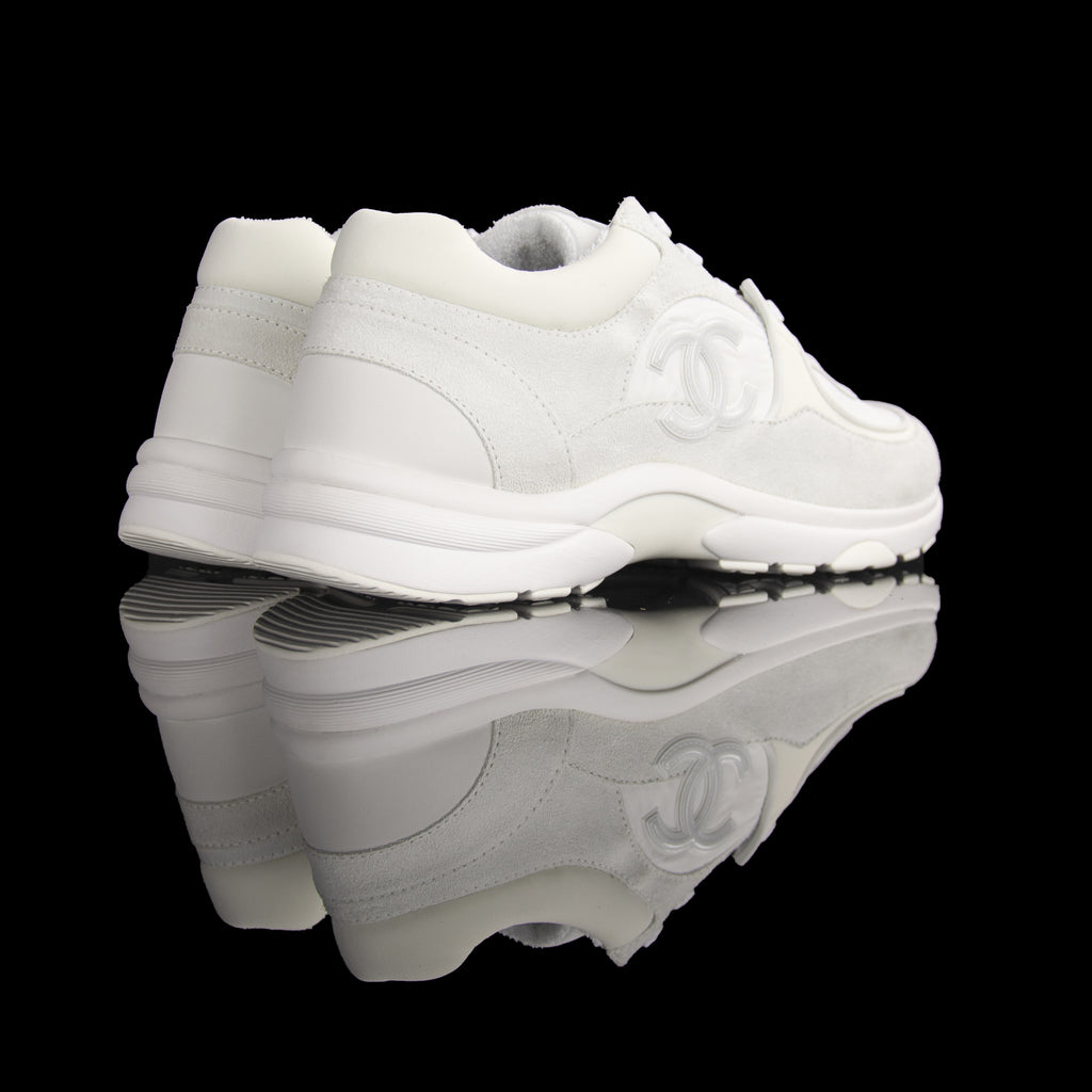 Chanel-CC Sneakers-Pre Order Duration (3-5 Working Days) CC Logo on side White Reflective 3m pipping and Back White Release: 2019 Limited Release Suede Nylon 3m-fabriqe.com