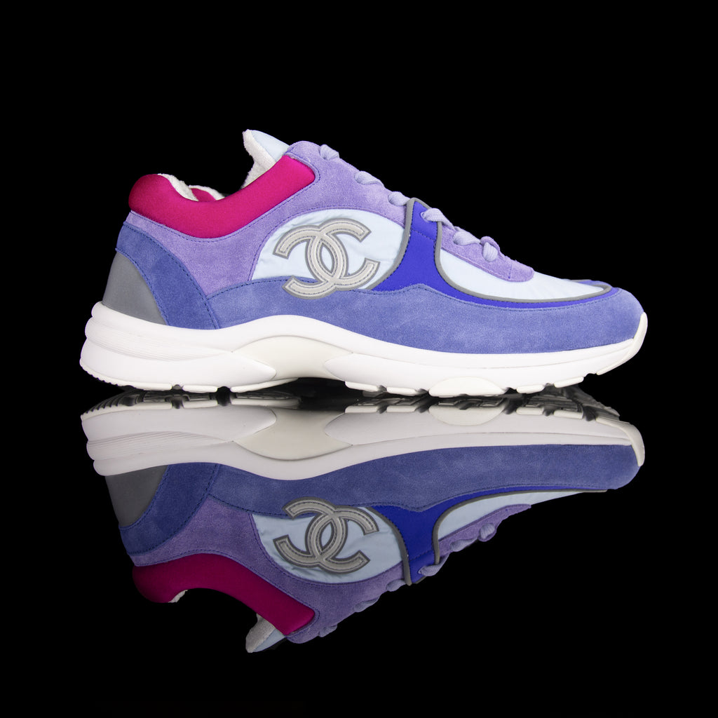 Chanel-CC Sneakers-Pre Order Duration (3-5 Working Days) CC Logo on side Grey Reflective 3m pipping Purple, Blue, Pink Release: 2019 Limited Release Suede Nylon 3m-fabriqe.com