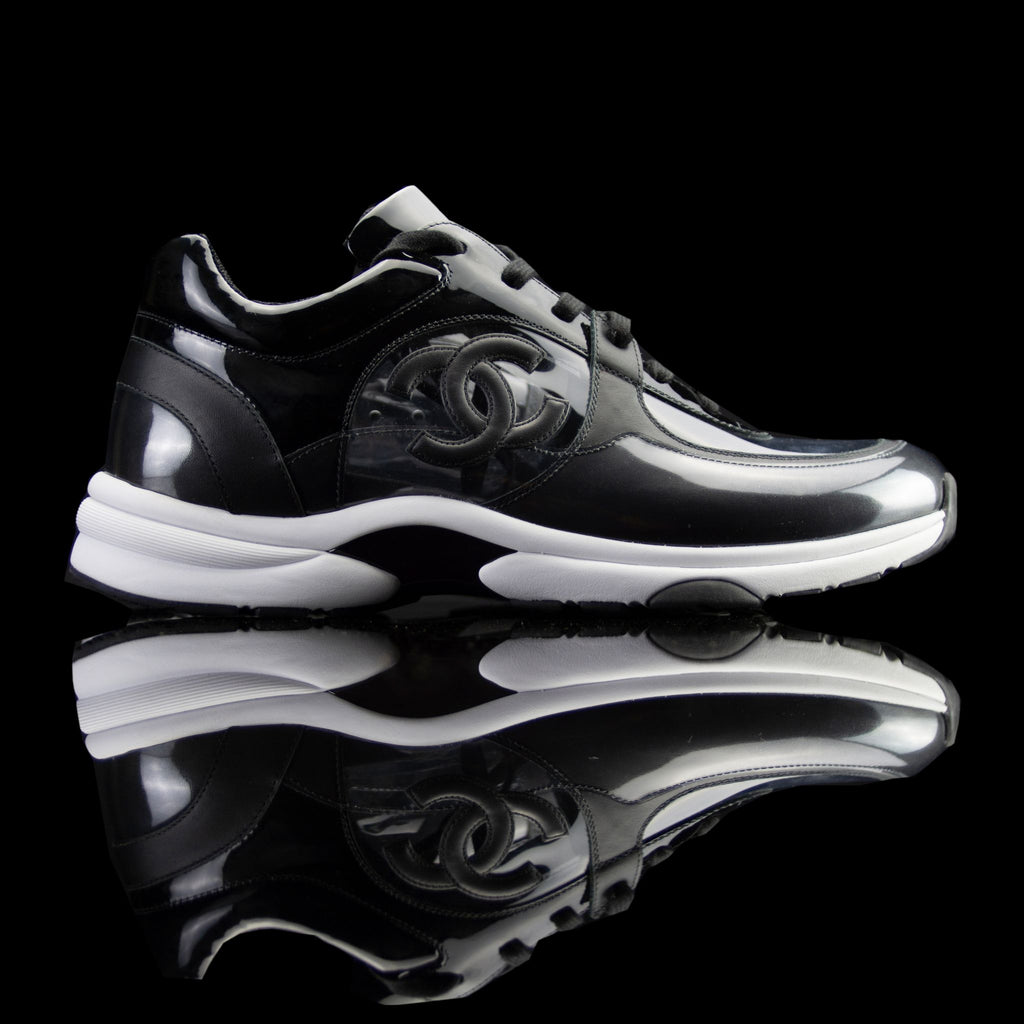 Chanel-CC Sneakers-This item is classed as women’s CC Logo on side Black/Transparent Rubber Sole 2018 Release Limited Stock-fabriqe.com