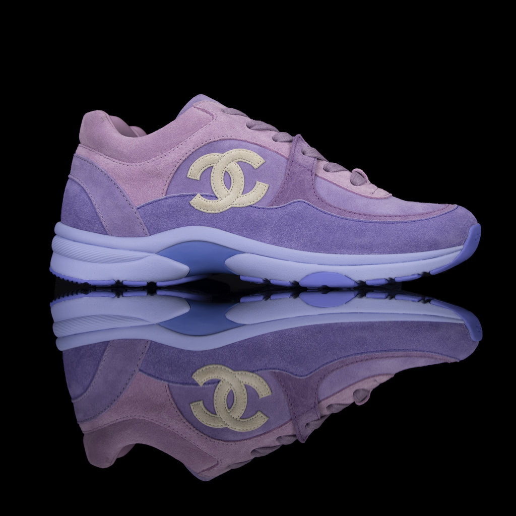 Chanel-CC Sneakers-Pre Order Duration (3-5 Working Days) CC Logo on side Purple Suede, Rubber Sole 2019 Release Limited Stock Chanel CCs crafted in a suede material with sports CC branding on the side. Composed on rubber sole that carries Chanel typograph