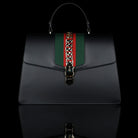 Gucci-Sylvie Bag-Black leather Gucci Flag Gold toned hardware Interior zip and smartphone pockets Handle with 12cm drop Detachable shoulder strap with 41cm drop Nylon Web detail with metal chain and buckle closure Made in Italy-fabriqe.com