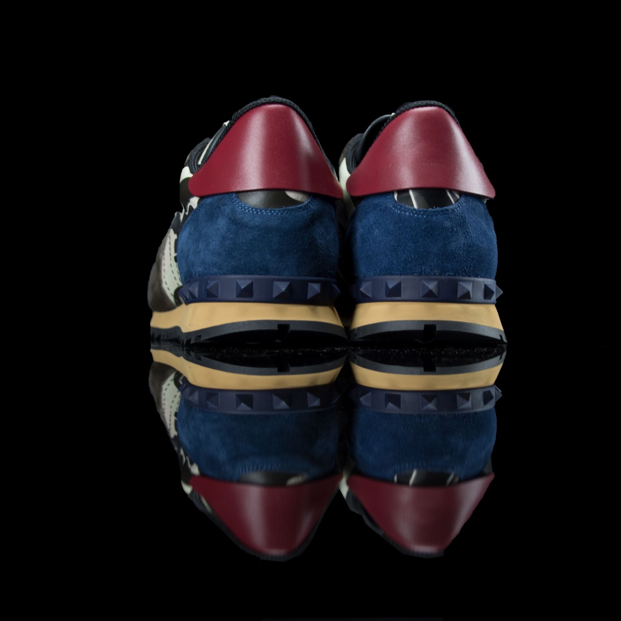 Valentino-Rockstud Sneakers-Product Code: MY0S0723 Colour: Green/Navy Camo 2017 Release Material: Patent Leather, Canvas, Suede-fabriqe.com