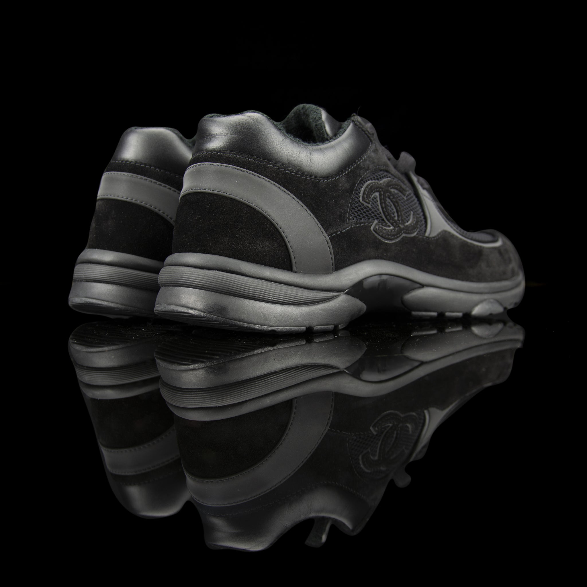 Chanel-CC Sneakers-Pre Order Duration (3-5 Working Days) CC Logo on side Black Mesh Toe Box, Mesh Sides, Reflective Panels Rubber Sole 2018 Release Limited Stock-fabriqe.com