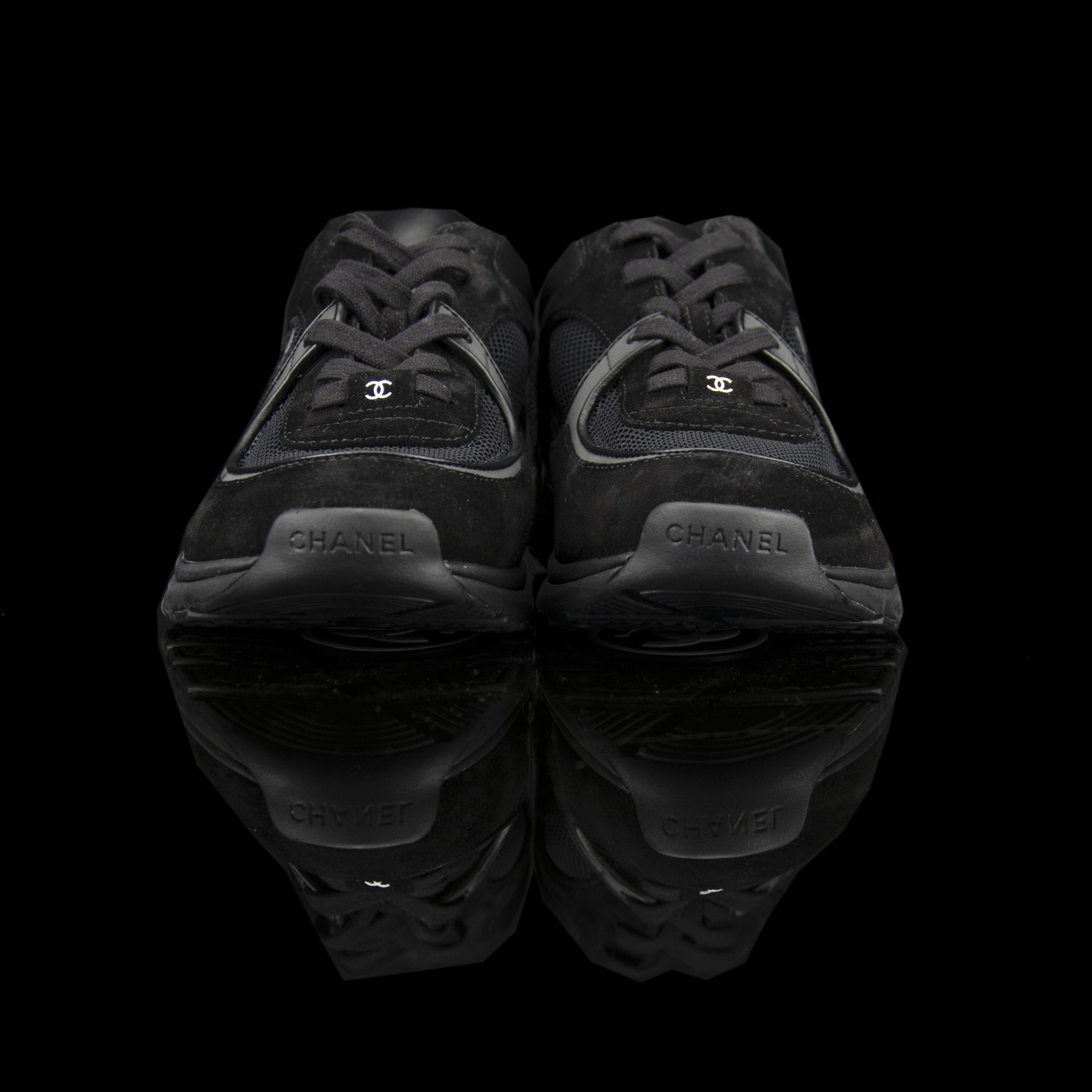 Chanel-CC Sneakers-Pre Order Duration (3-5 Working Days) CC Logo on side Black Mesh Toe Box, Mesh Sides, Reflective Panels Rubber Sole 2018 Release Limited Stock-fabriqe.com