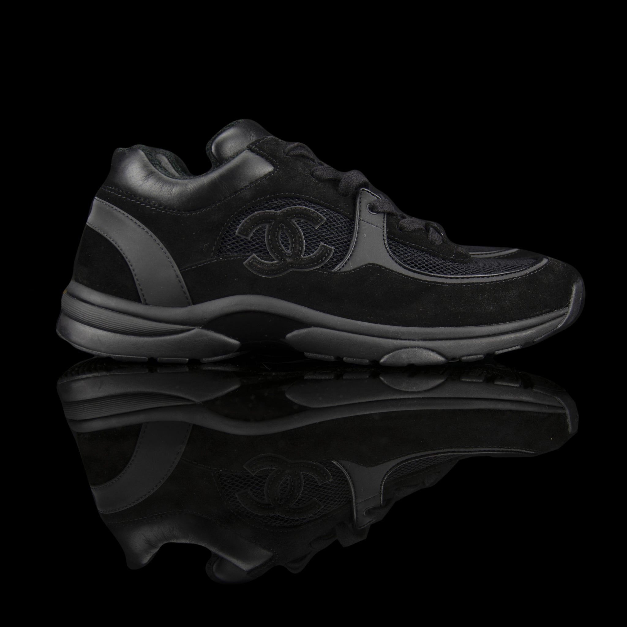 Chanel-CC Sneakers-Pre Order Duration (3-5 Working Days) CC Logo on side Black Mesh Toe Box, Mesh Sides, Reflective Panels Rubber Sole 2018 Release Limited Stock-fabriqe.com
