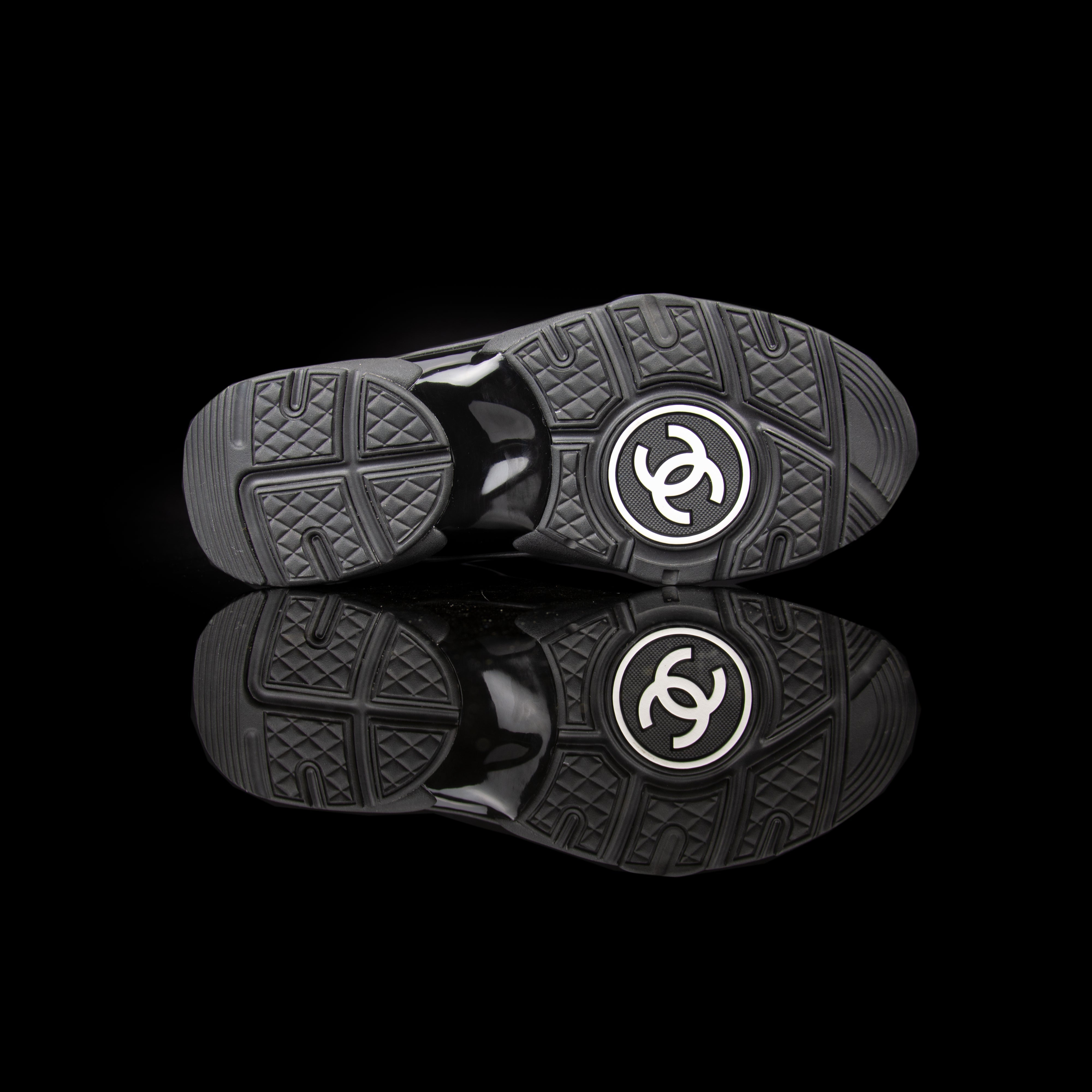 Chanel-CC Sneakers-Pre Order Duration (3-5 Working Days) This item is classed as Women’s CC Logo on side Black Black Release: 2017 Limited Release Lambskin Suede, Leather, Nylon-fabriqe.com