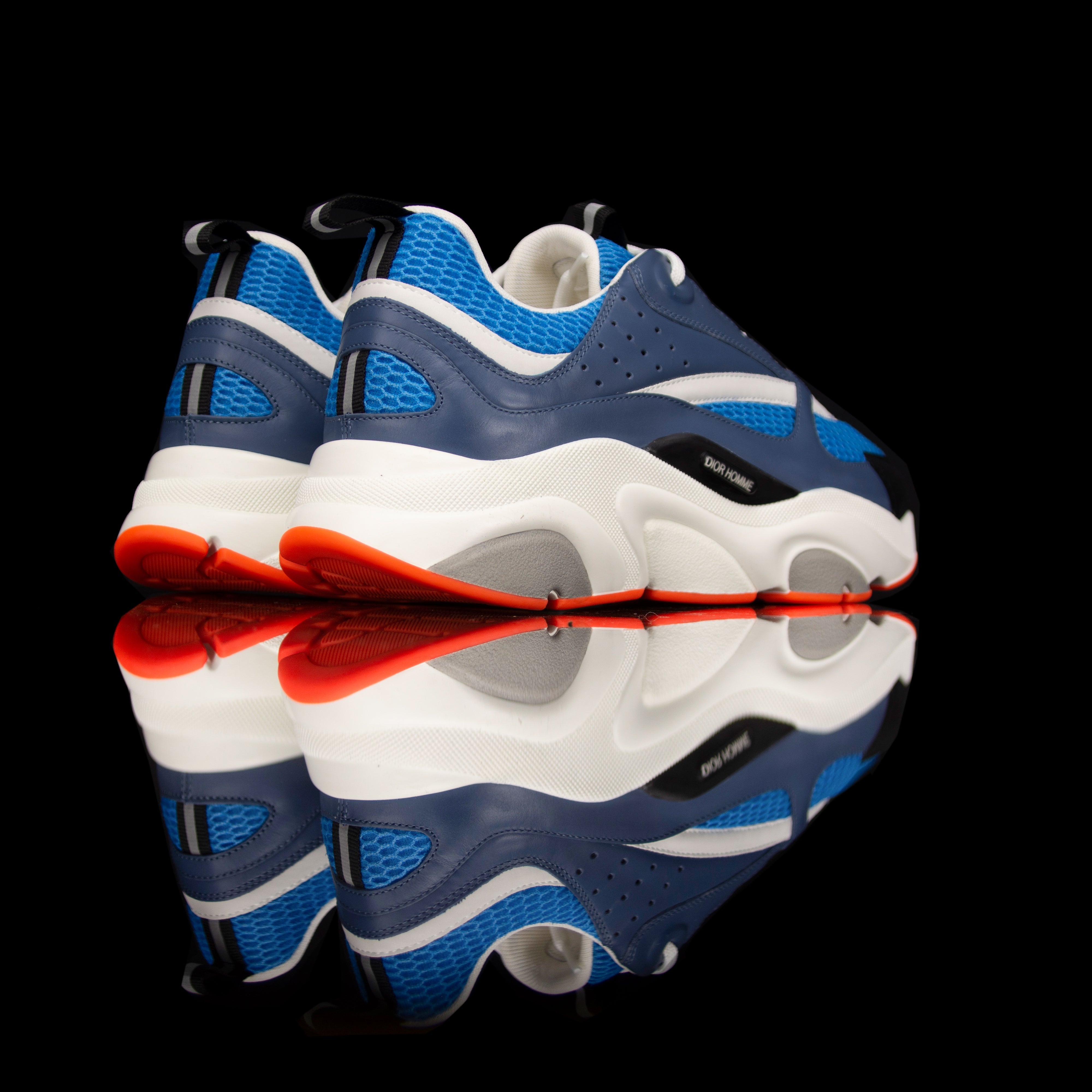 Dior Homme-B22 Sneakers-Pre-Order Duration: 3-5 working days Blue technical knit and black calfskin White cotton laces White nylon lining Black nylon pull tab Orange rubber sole, textured “Dior Homme” logo “Welded” construction-fabriqe.com