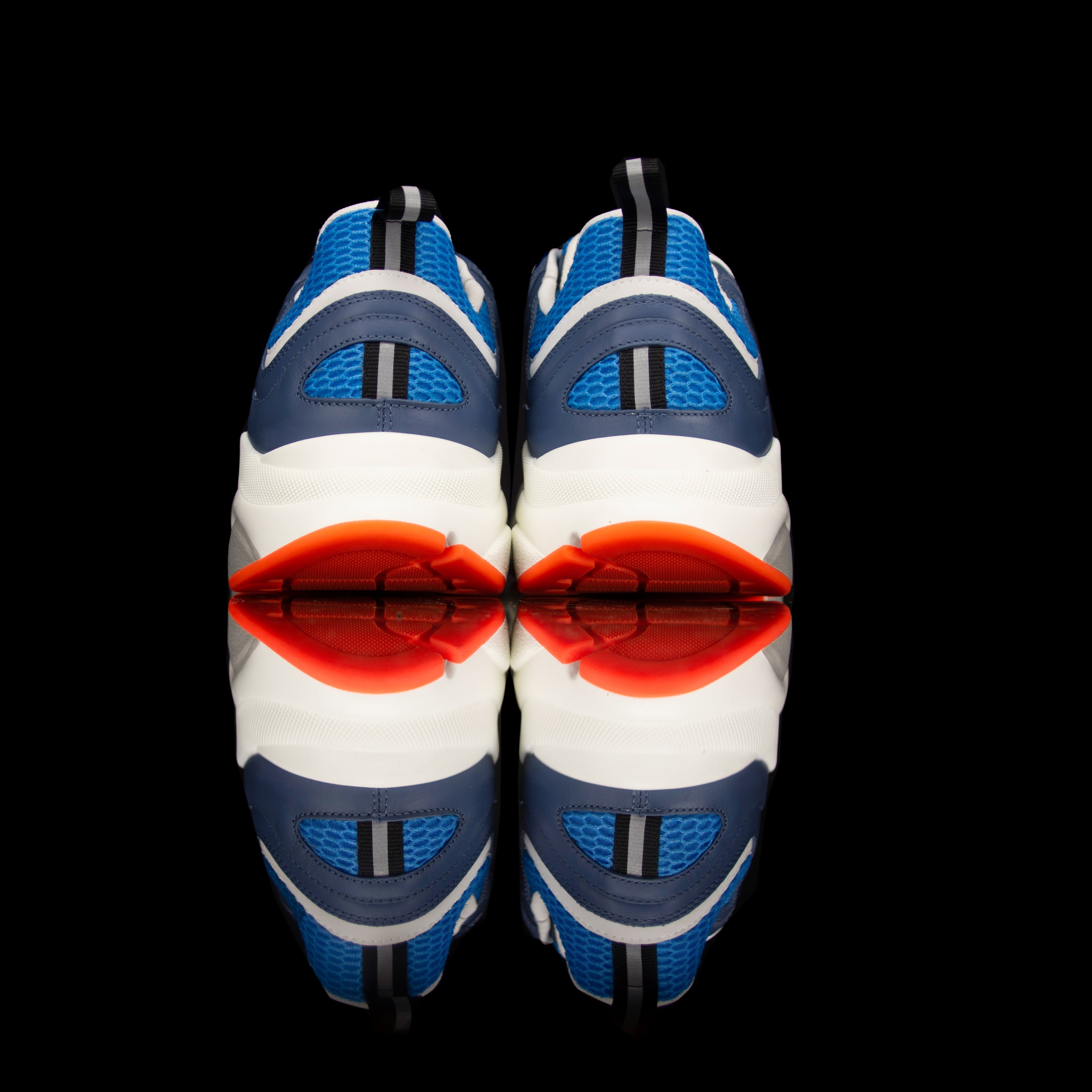 Dior Homme-B22 Sneakers-Pre-Order Duration: 3-5 working days Blue technical knit and black calfskin White cotton laces White nylon lining Black nylon pull tab Orange rubber sole, textured “Dior Homme” logo “Welded” construction-fabriqe.com