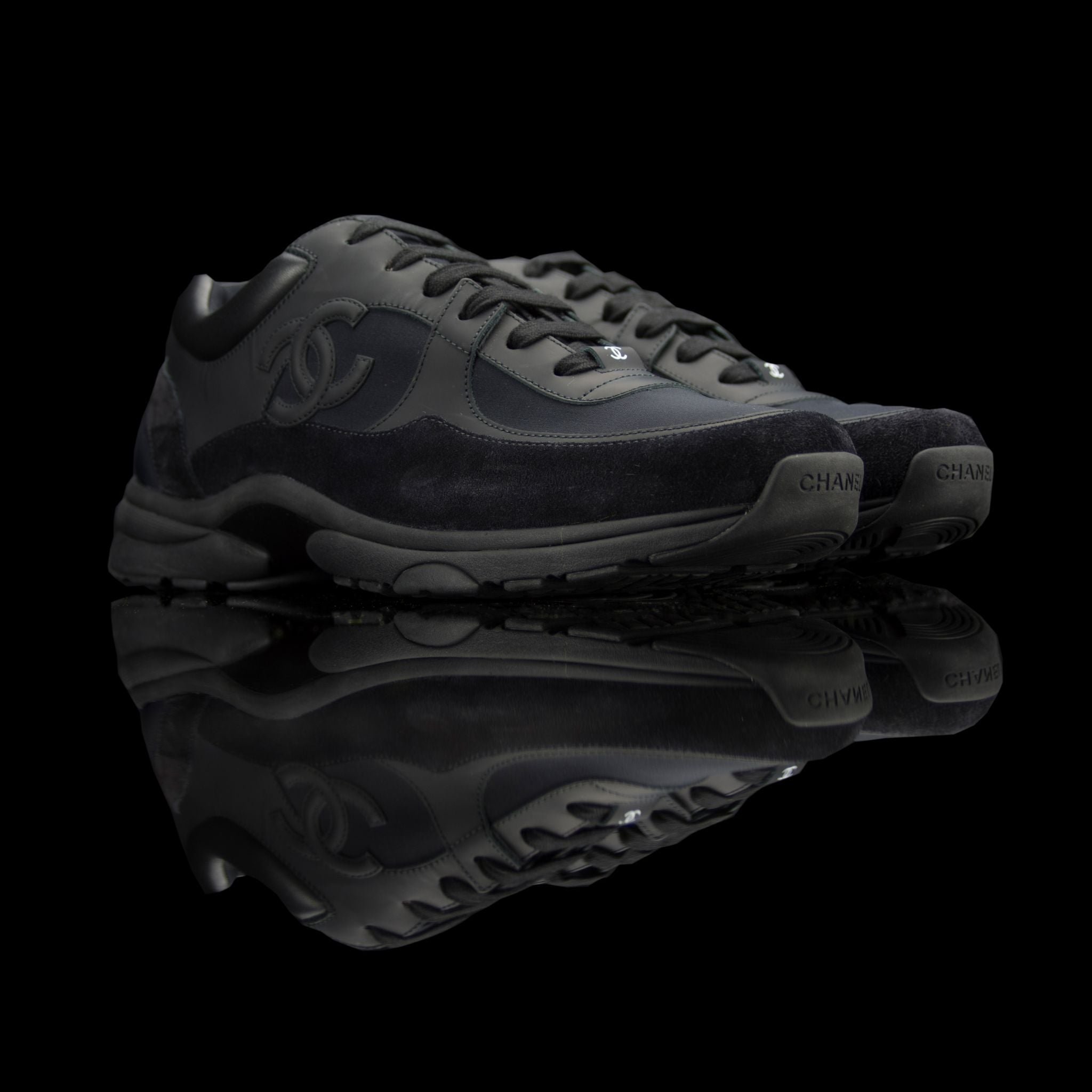 Chanel-CC Sneakers-Pre Order Duration (3-5 Working Days) CC Logo on side Black Rubber Sole 2018 Release Limited Stock Chanel CCs crafted in mixed fabric sports CC branding on the side. Nylon at vamp, leather touch at back and suede line finish grabs the s